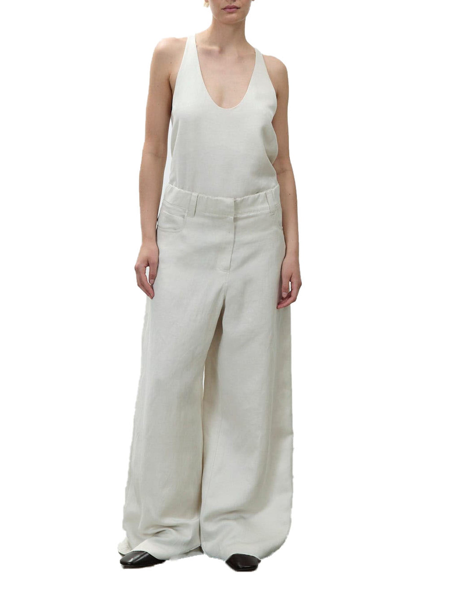 Alysi Pantalone in lino e cupro Bianco