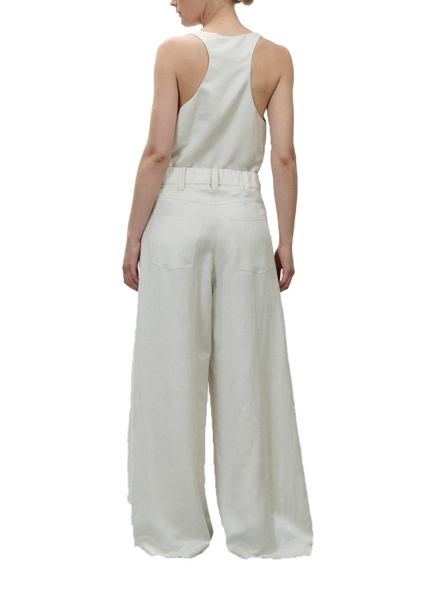 Alysi Pantalone in lino e cupro Bianco