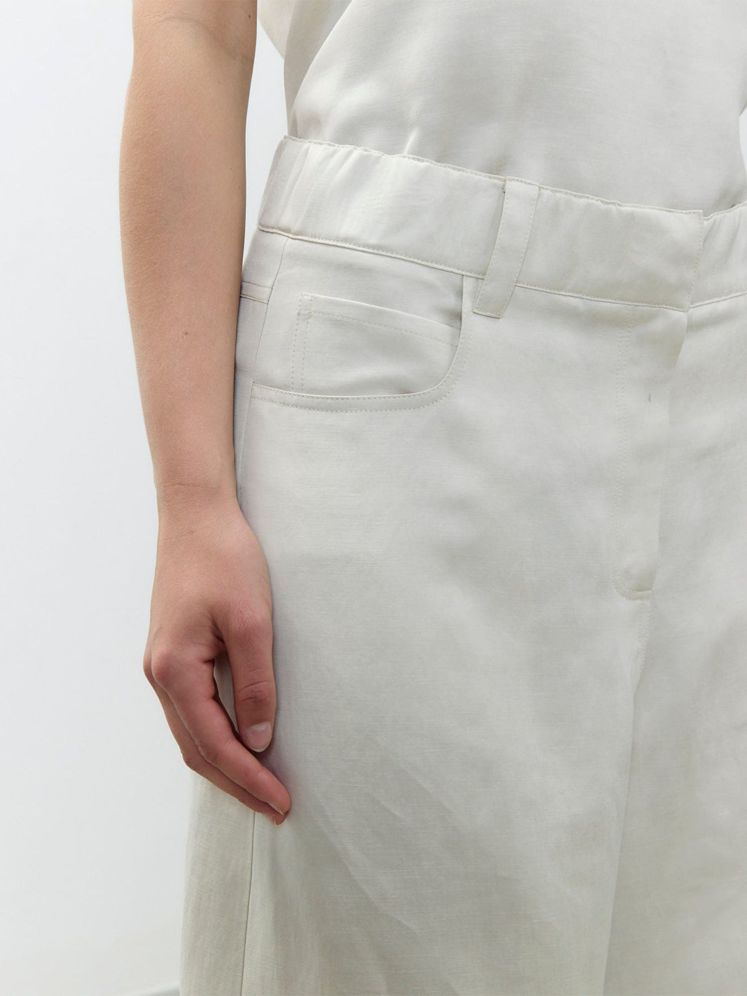 Alysi Pantalone in lino e cupro Bianco