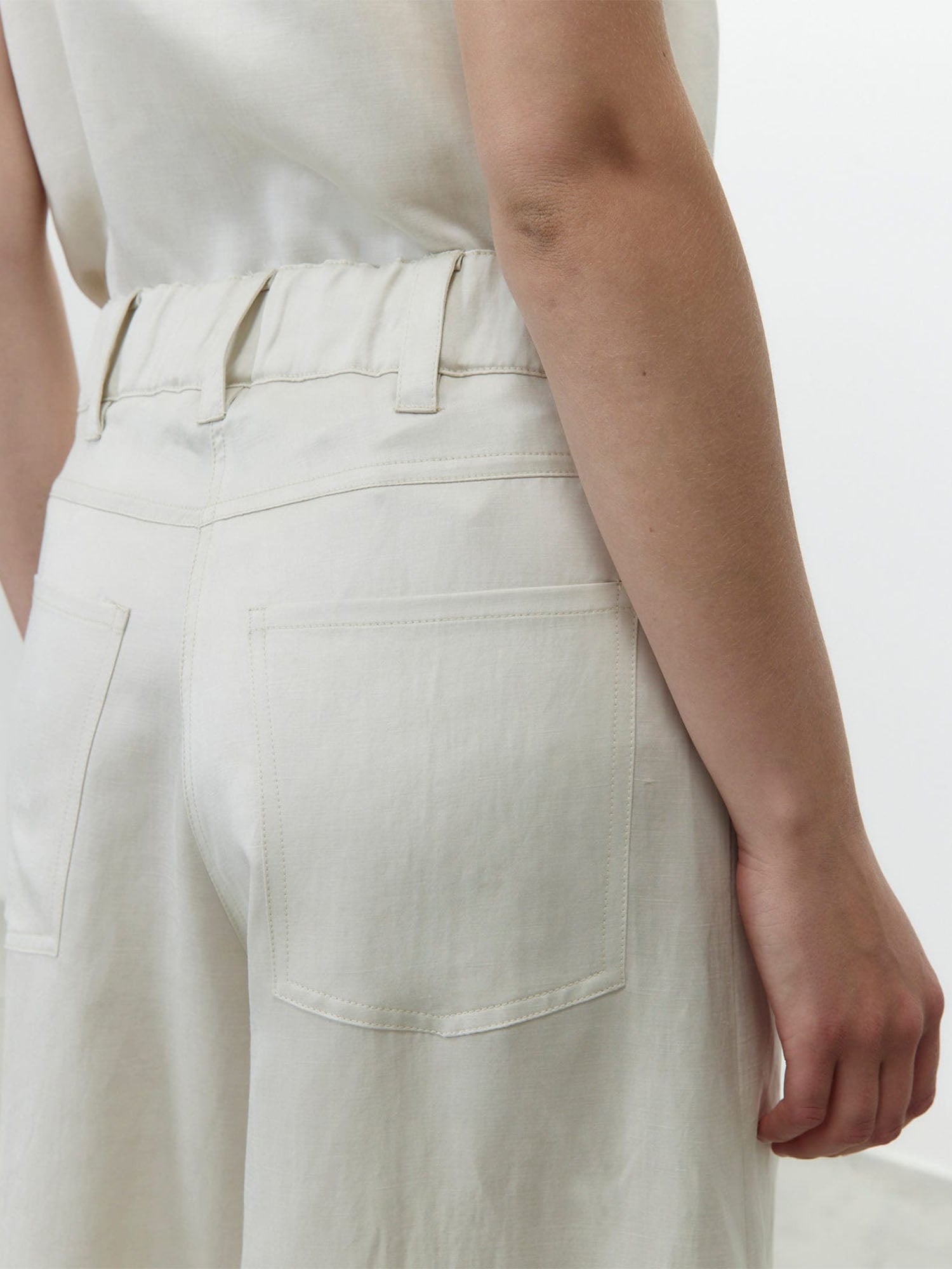 Alysi Pantalone in lino e cupro Bianco