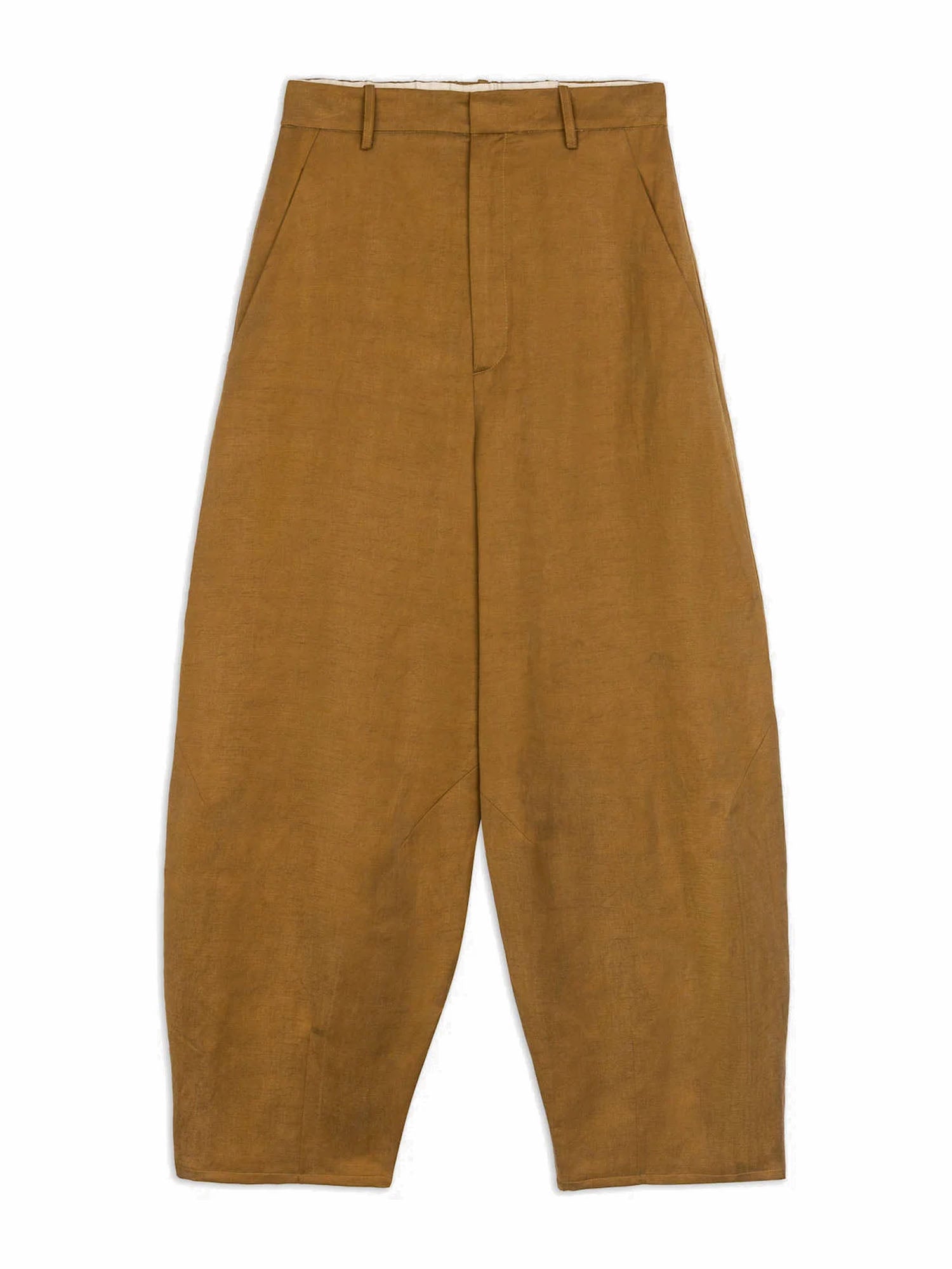 Alysi Pantalone Barrel in lino Giallo