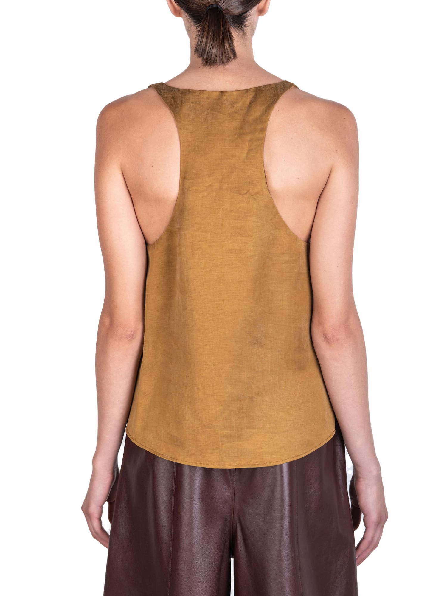 Alysi Canotta in lino e cupro Giallo