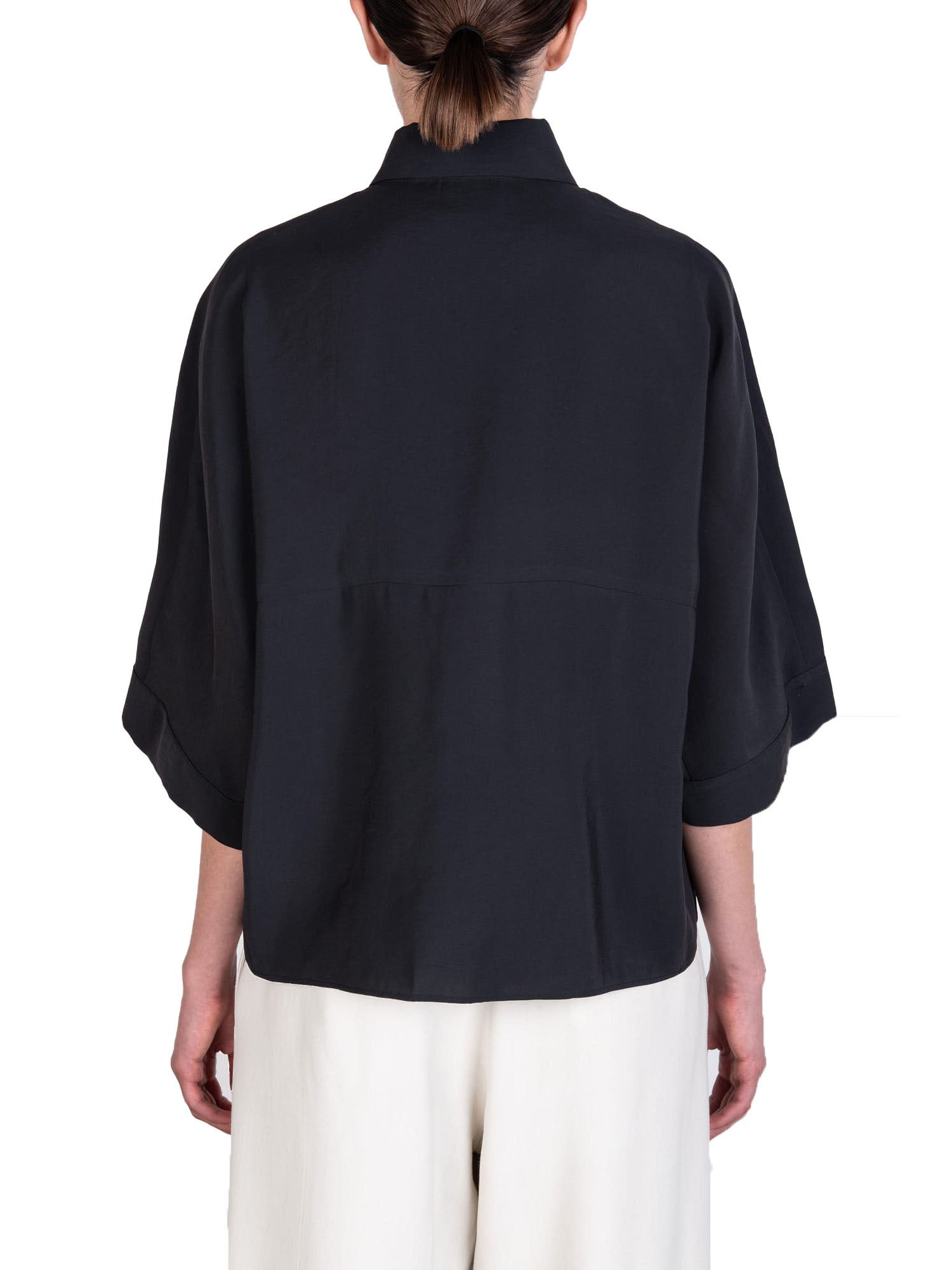 Alysi Camicia Peach Touch con manica 3/4 Nero