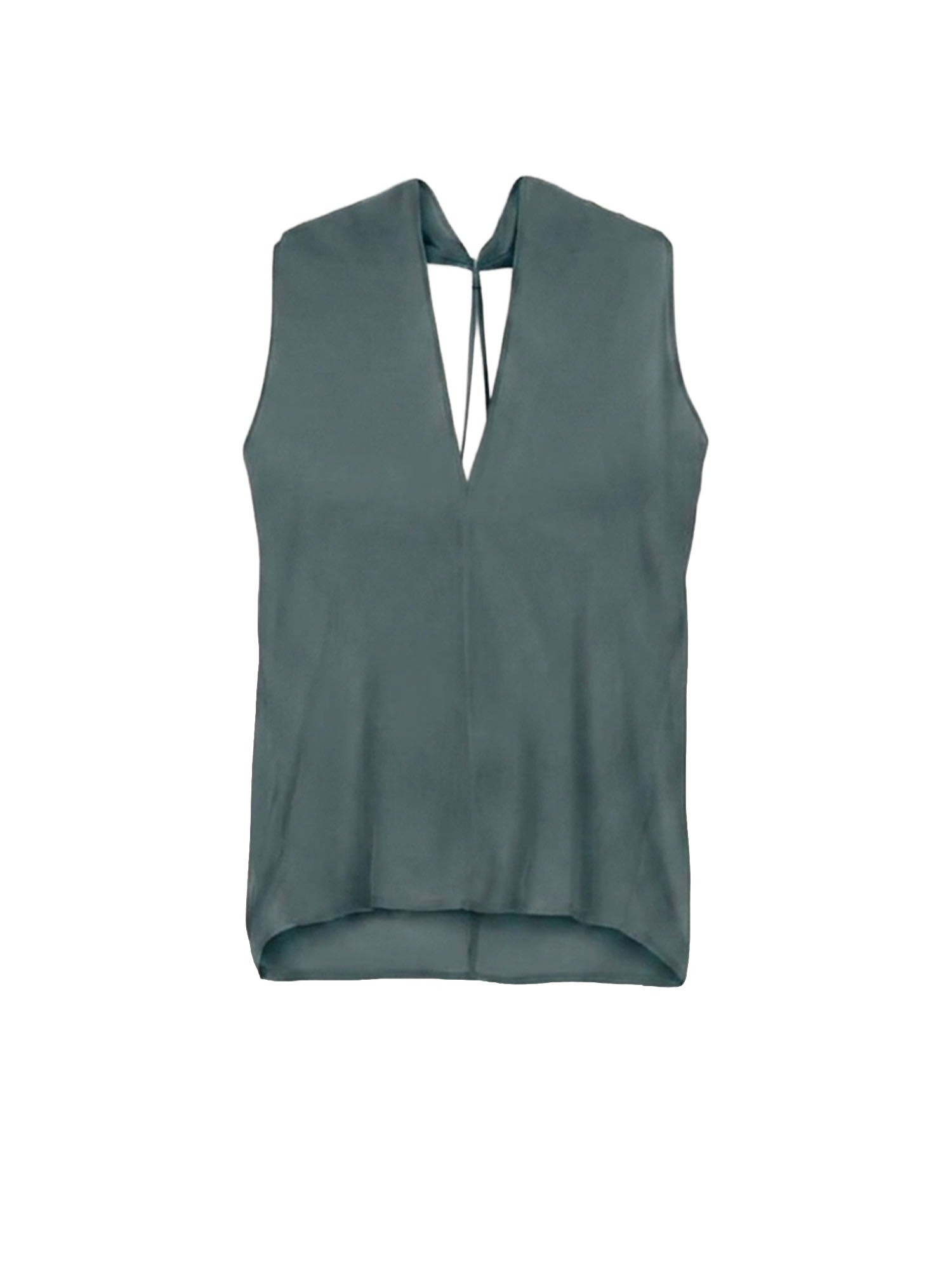 Alysi Top in seta schiena scoperta Azzurro