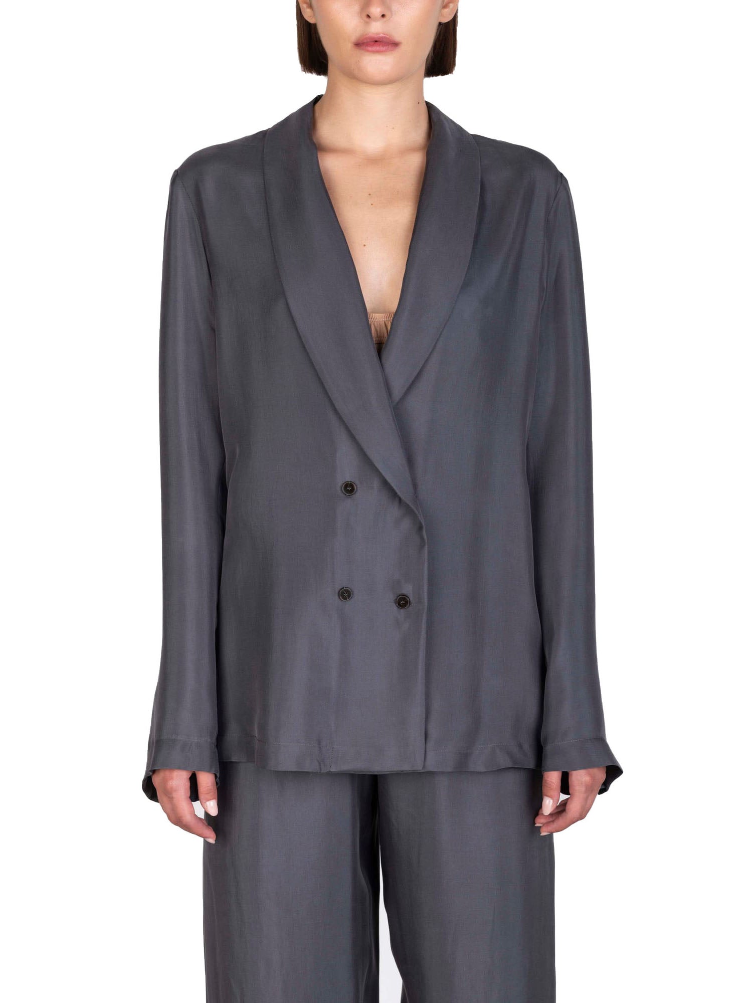 Alysi Blazer in twill enzimato scivolato Grigio