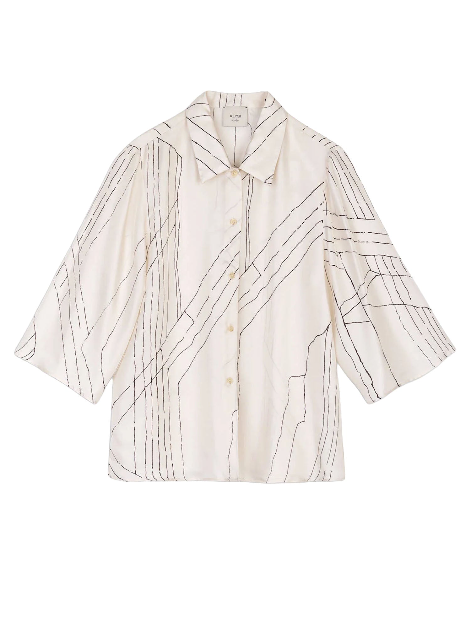 Alysi Camicia in seta stampata Bianco