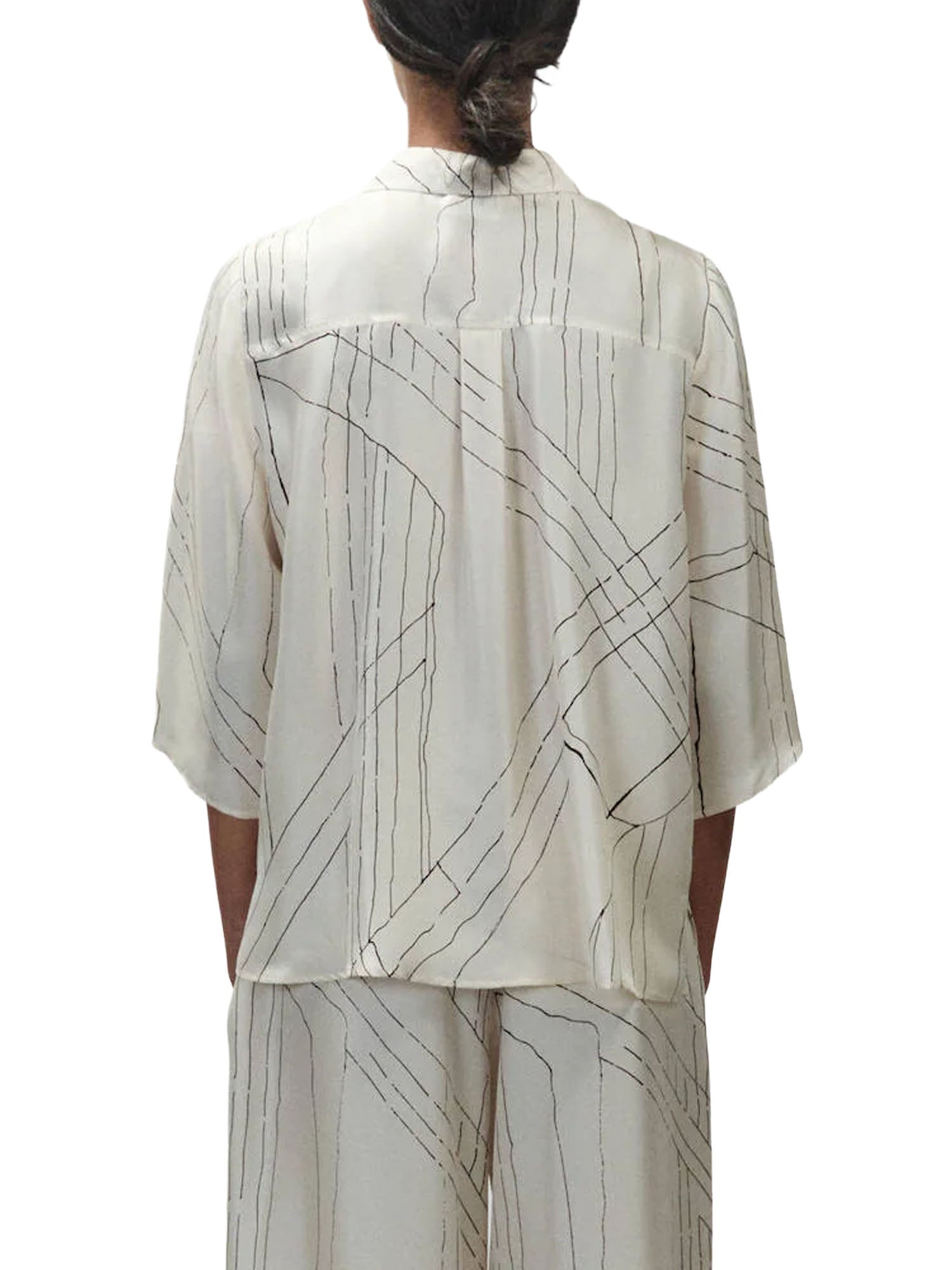 Alysi Camicia in seta stampata Bianco