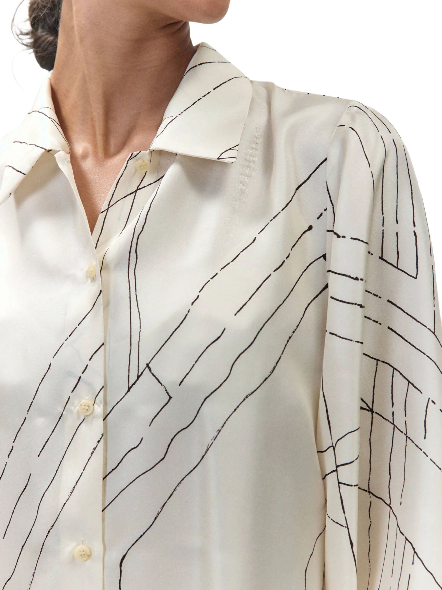Alysi Camicia in seta stampata Bianco