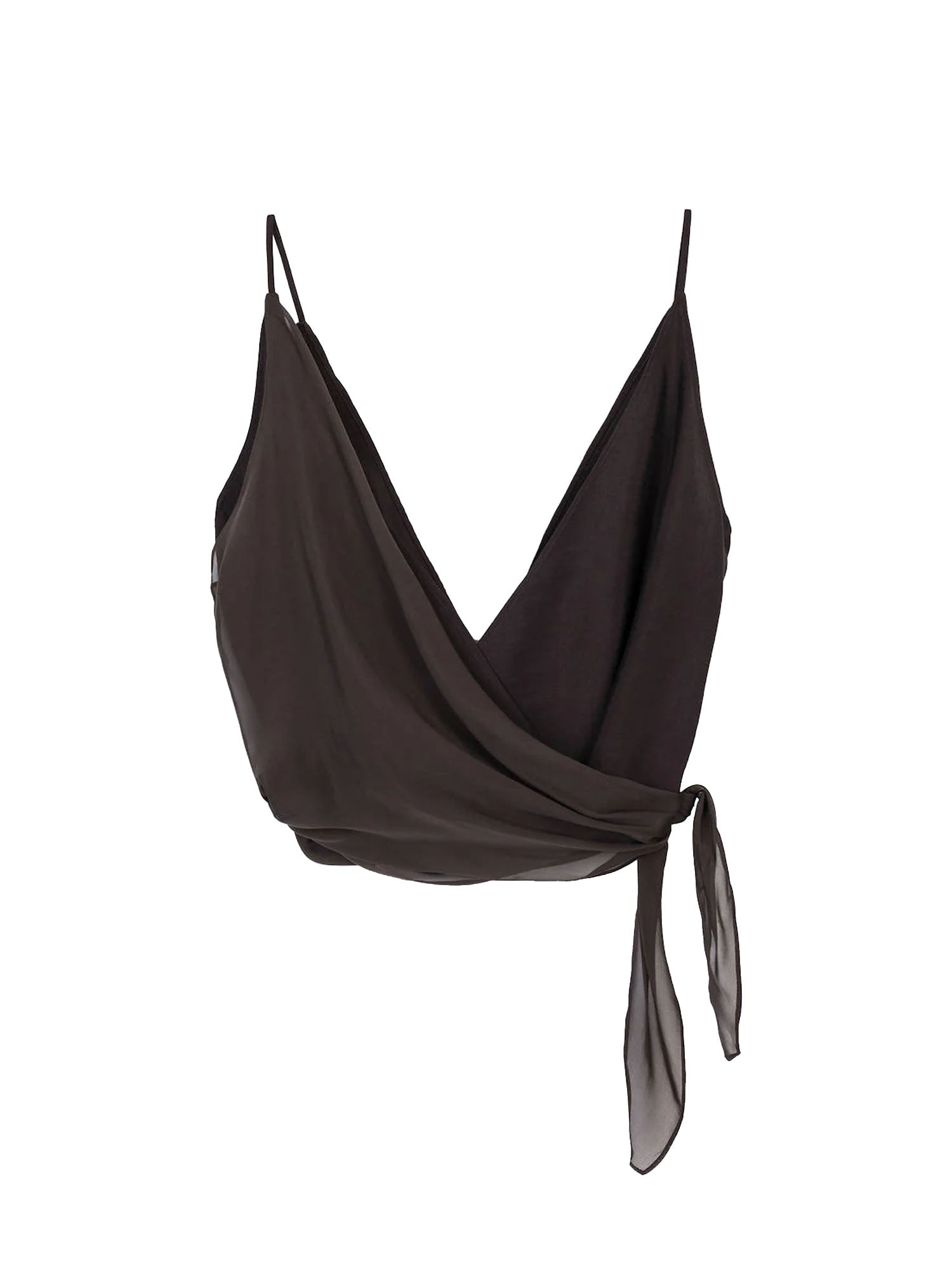 Alysi Top incrociato Chiffon Marrone