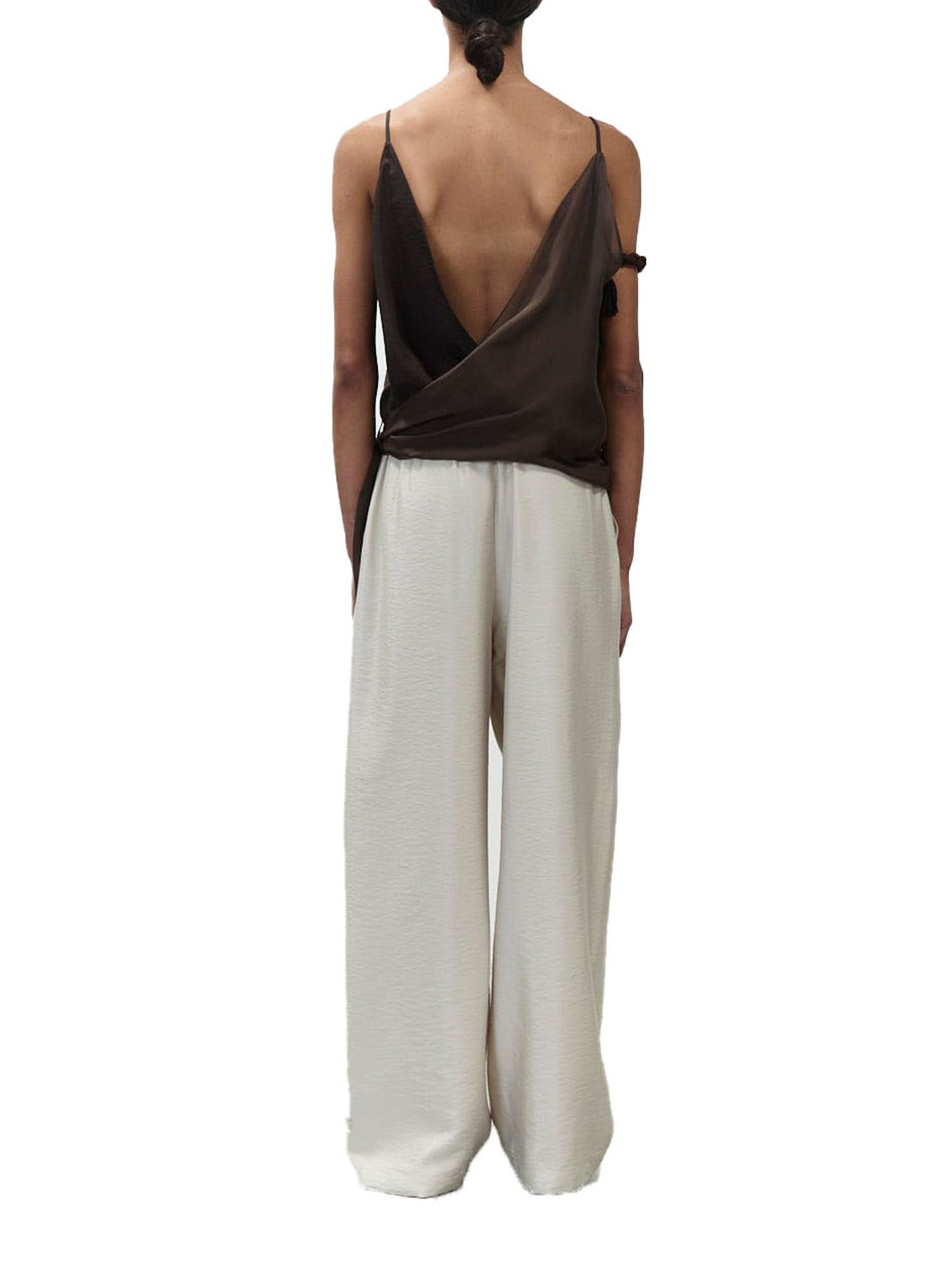 Alysi Top incrociato Chiffon Marrone