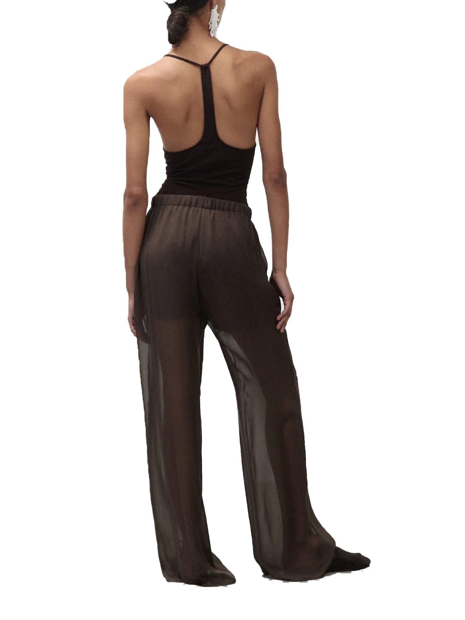 Alysi Pantalone in Chiffon lungo Marrone