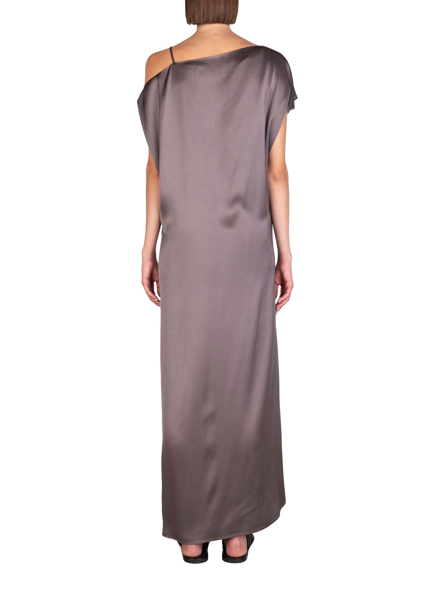 Alysi Abito Liquido Satinato Asimmetrico Marrone