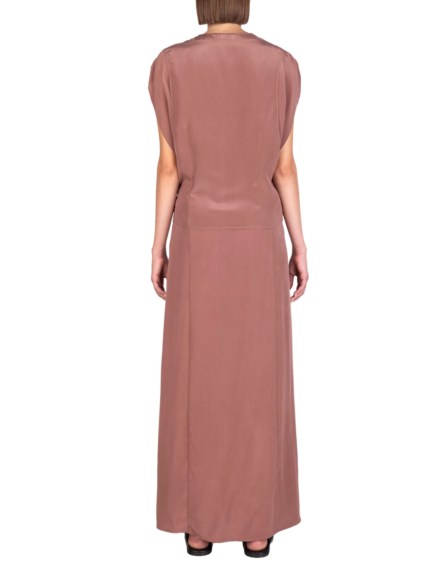 Alysi Abito Seta Mano Sale Lungo Beige