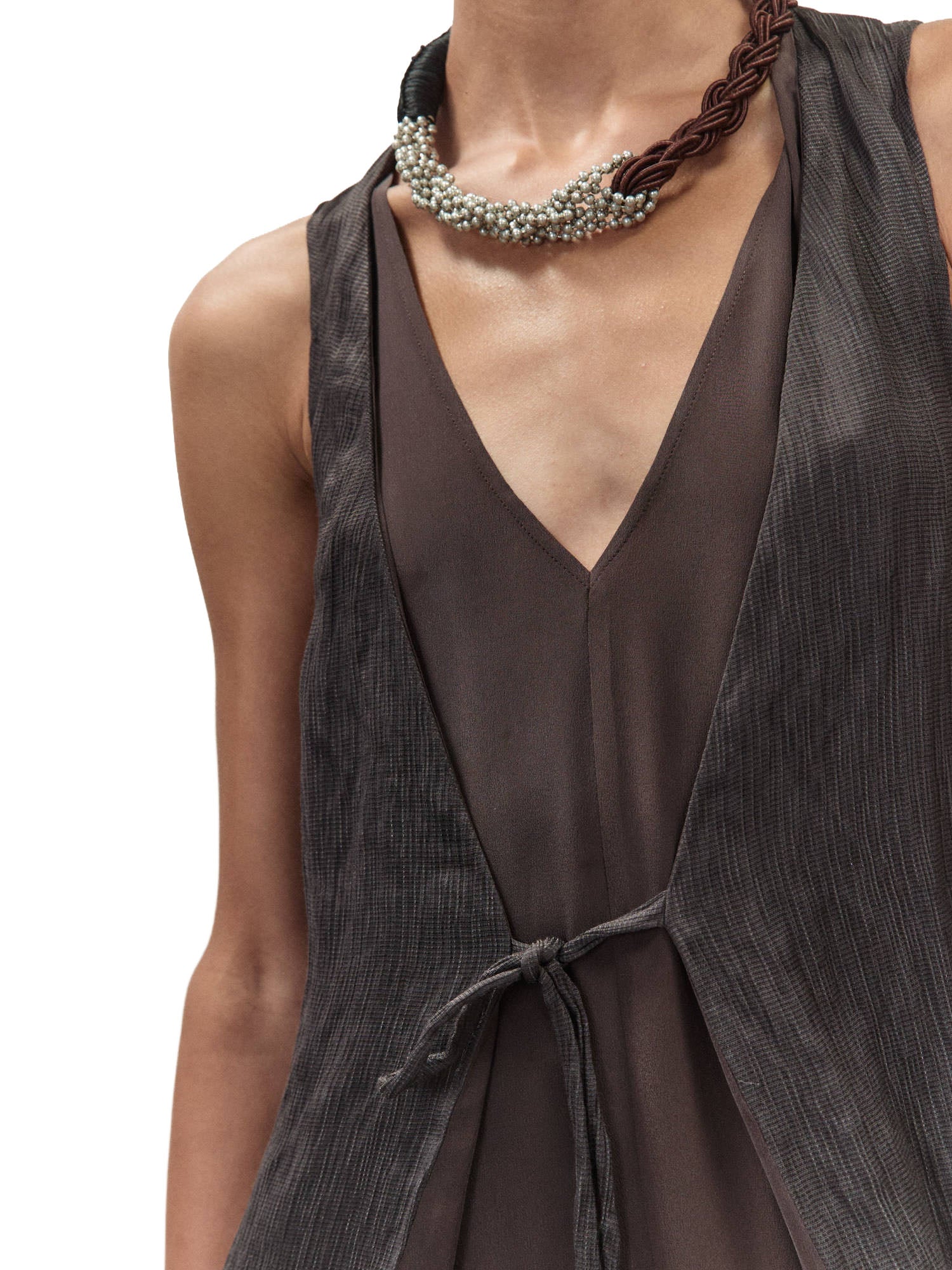 Alysi Abito Lungo Combinato Marrone