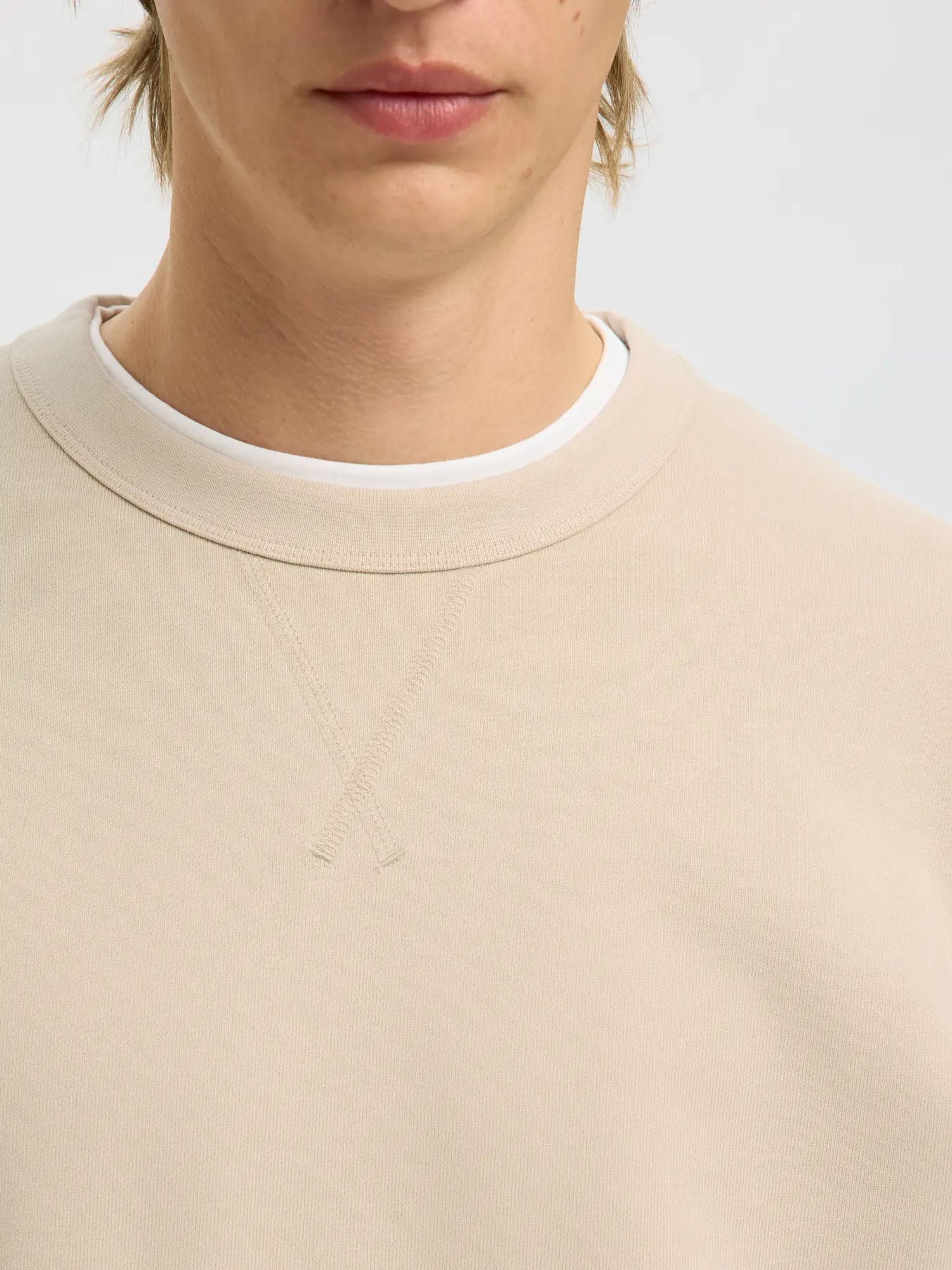 Selected Slmrelaxluke ls sweat crew neck noos Beige