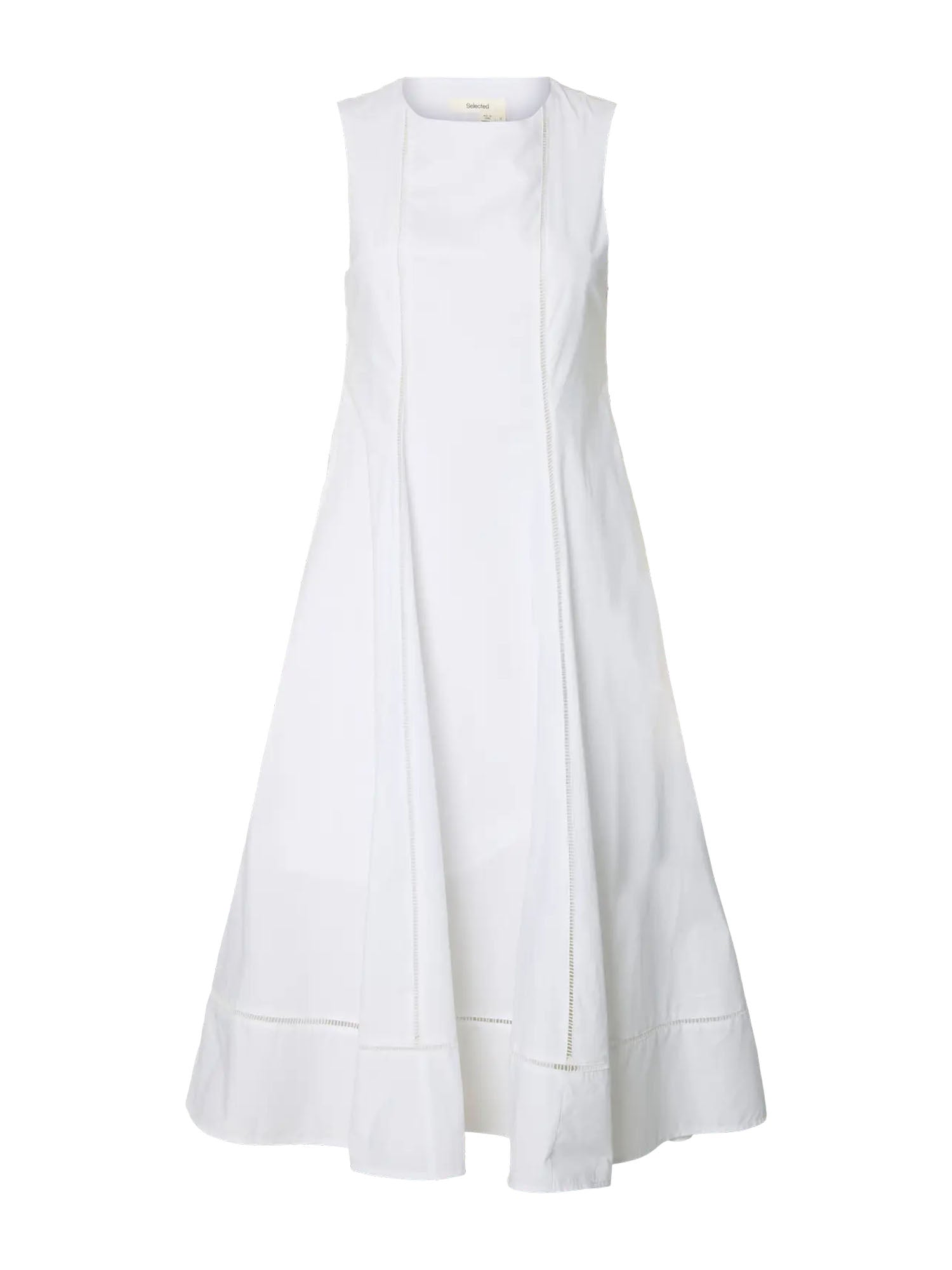 Selected vestito Slfdelia reg sl midi ladder stitch Bianco