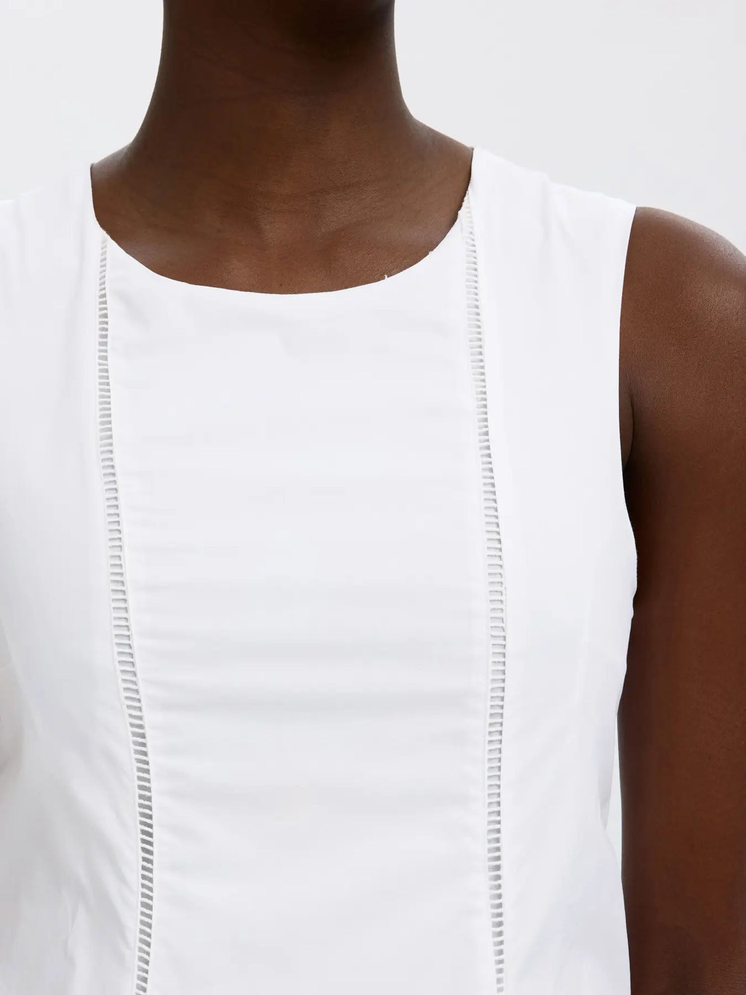 Selected vestito Slfdelia reg sl midi ladder stitch Bianco