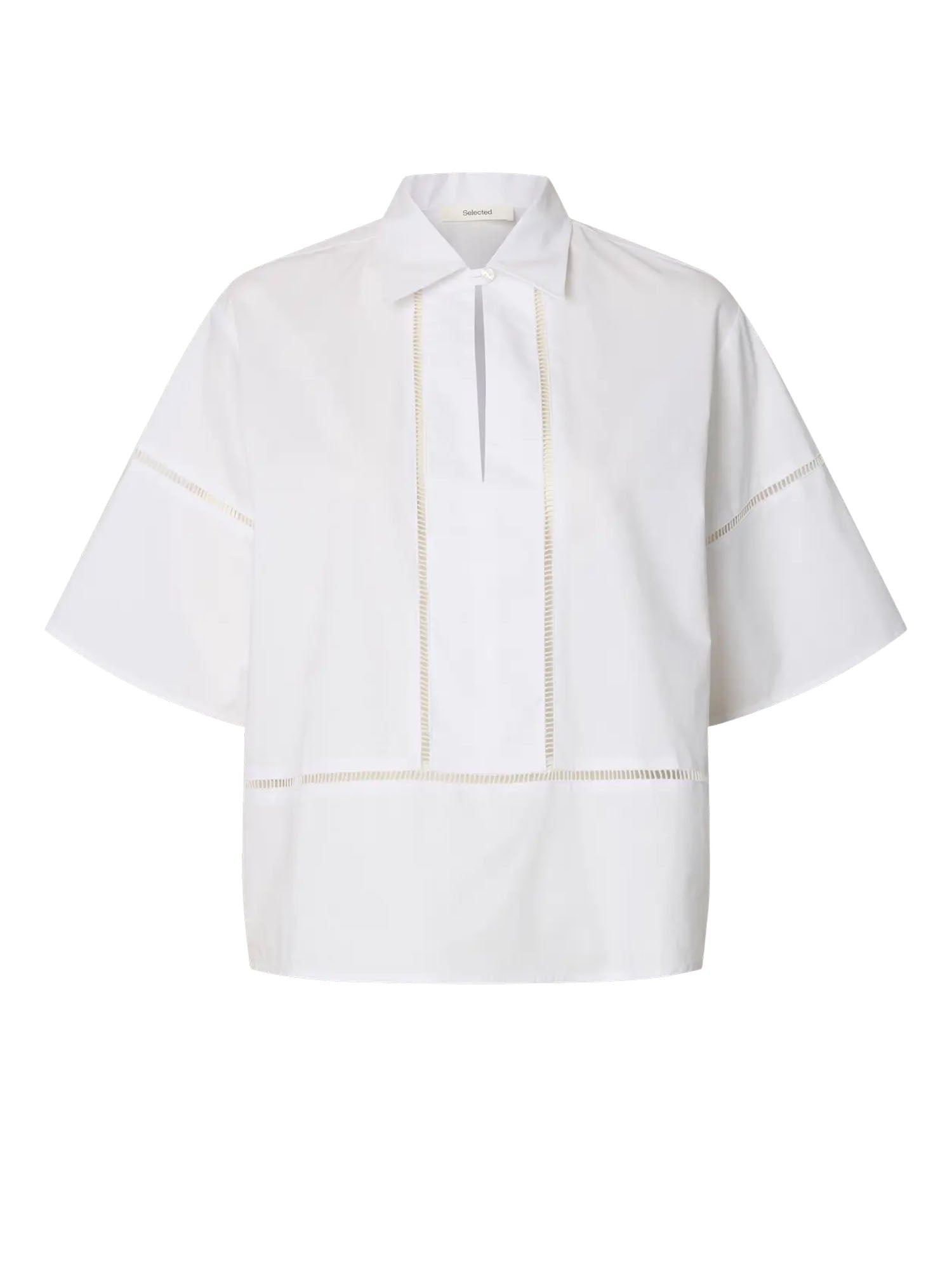 Selected Slfdelia 2/4 boxy ladder stitch top Bianco