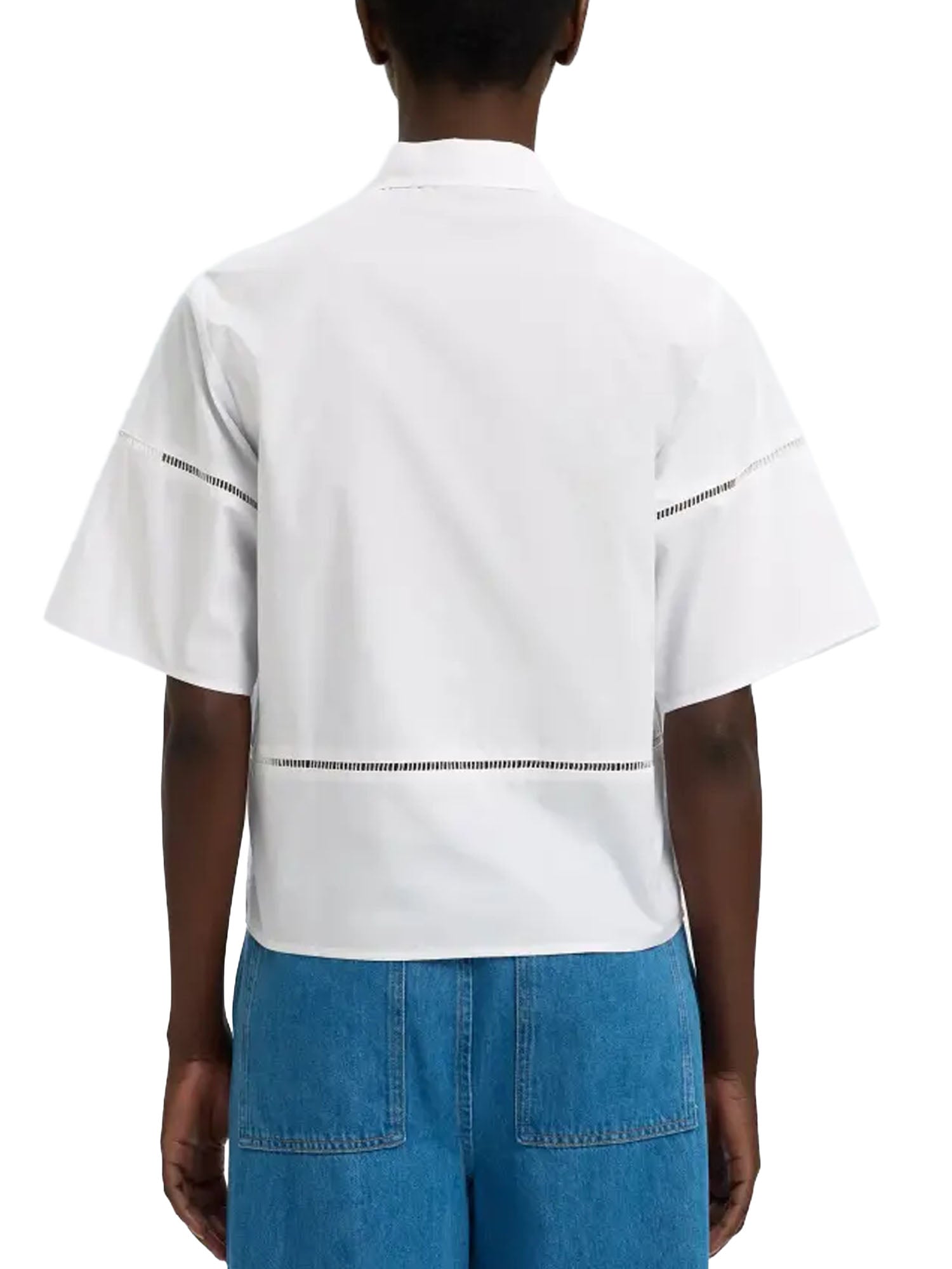 Selected Slfdelia 2/4 boxy ladder stitch top Bianco