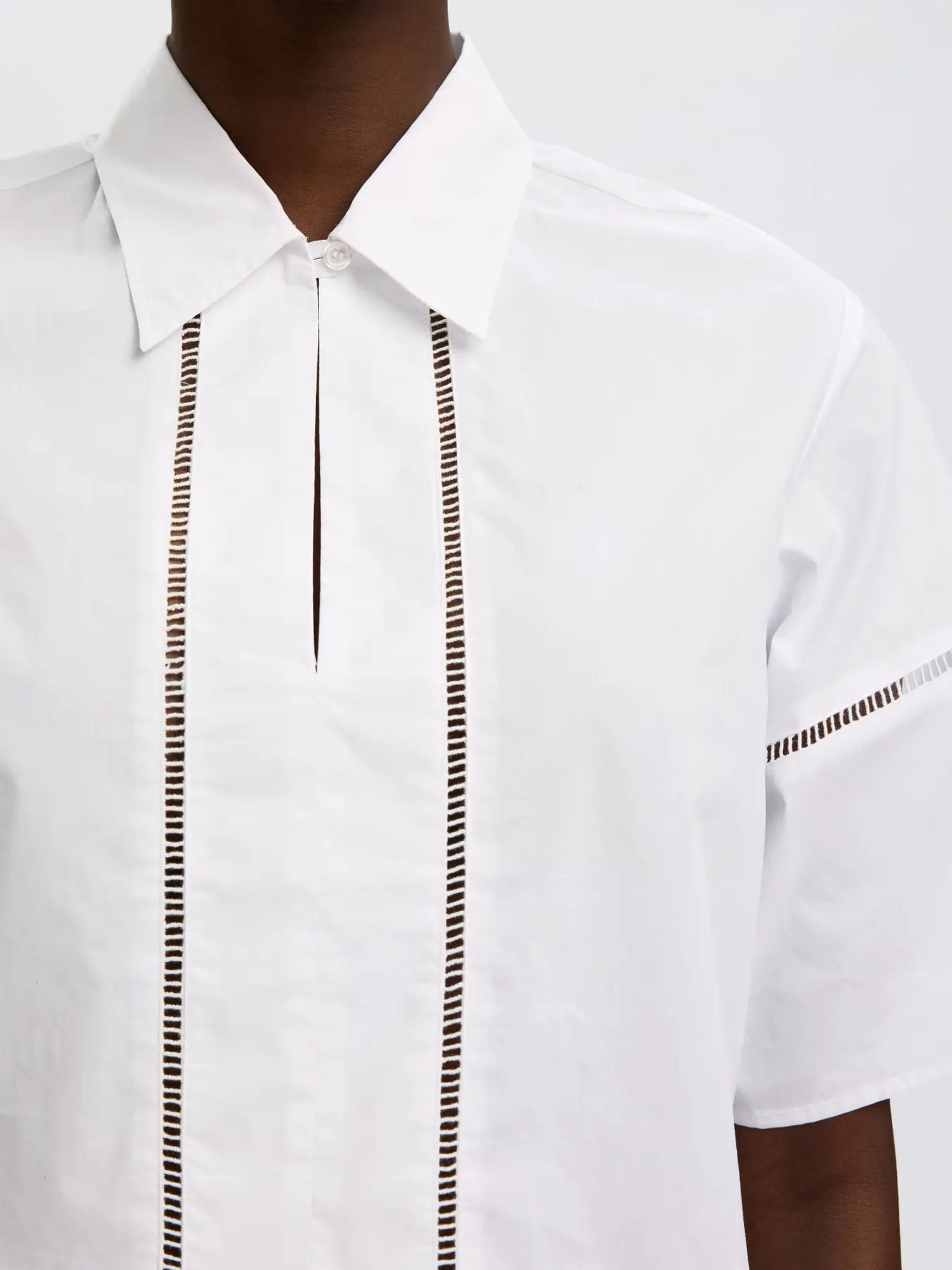 Selected Slfdelia 2/4 boxy ladder stitch top Bianco