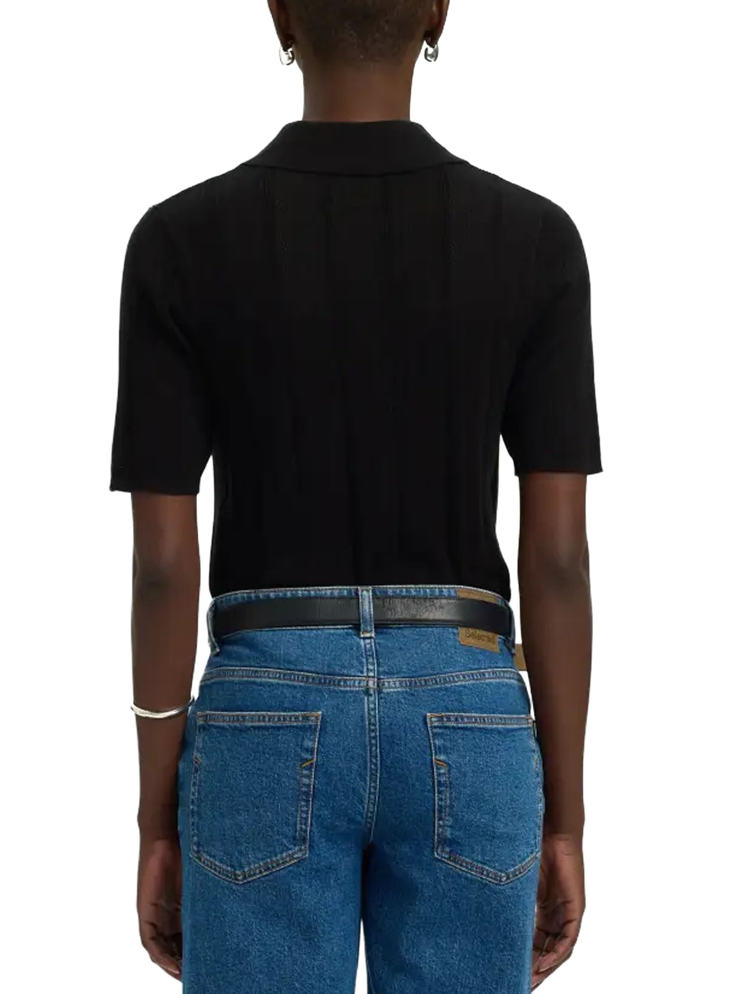 Selected Structure 2/4 knit polo Nero