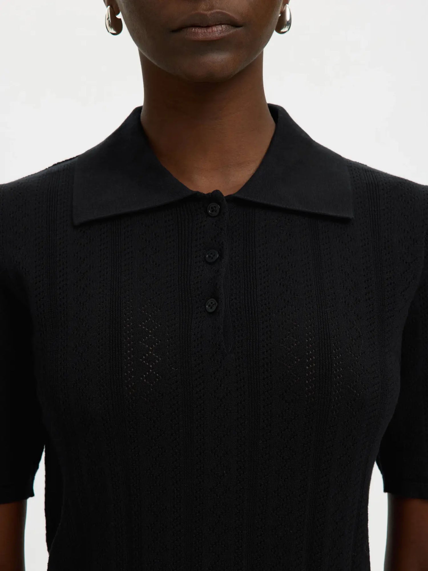 Selected Structure 2/4 knit polo Nero