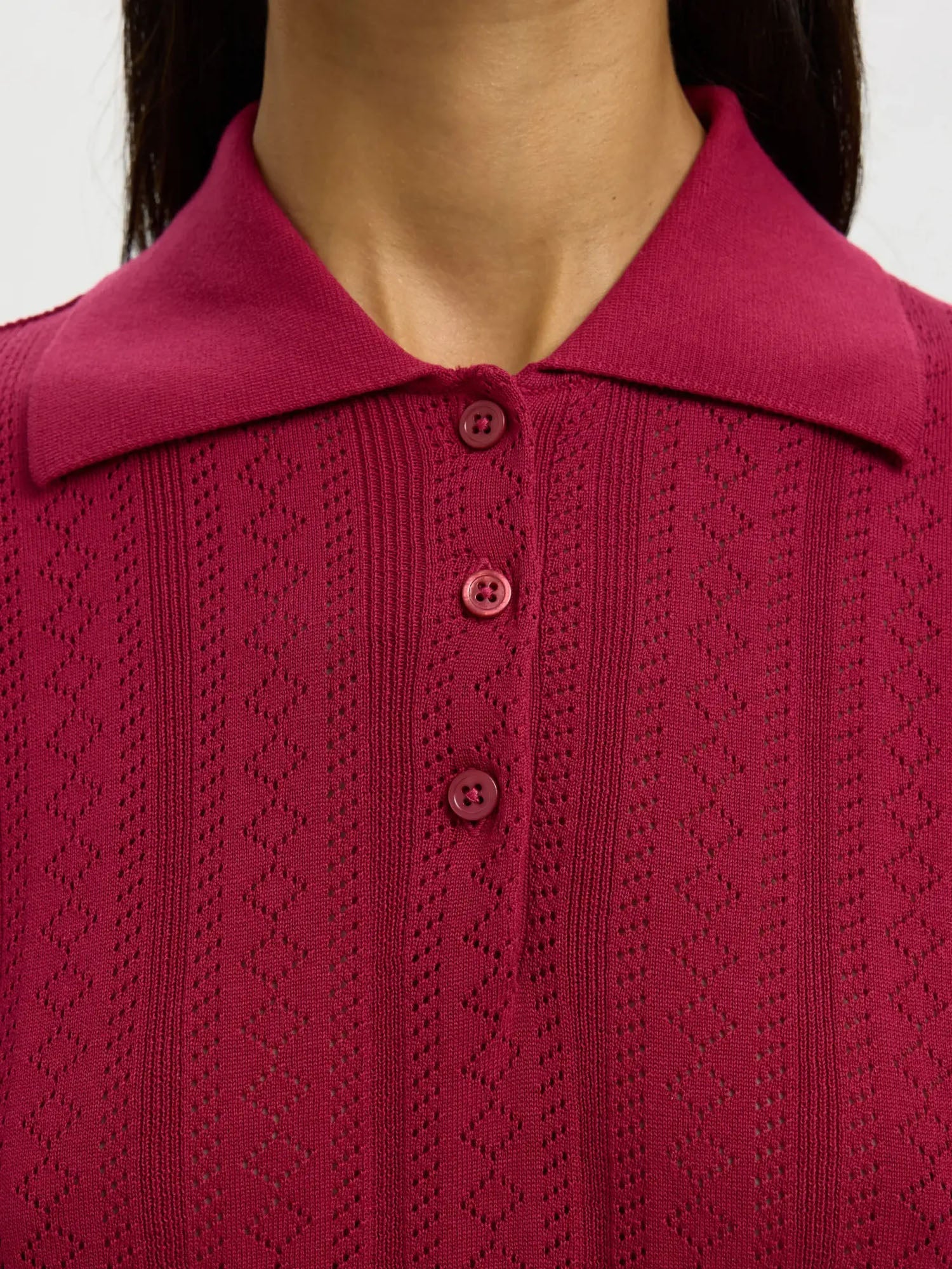 Selected Structure 2/4 knit polo Bordeaux