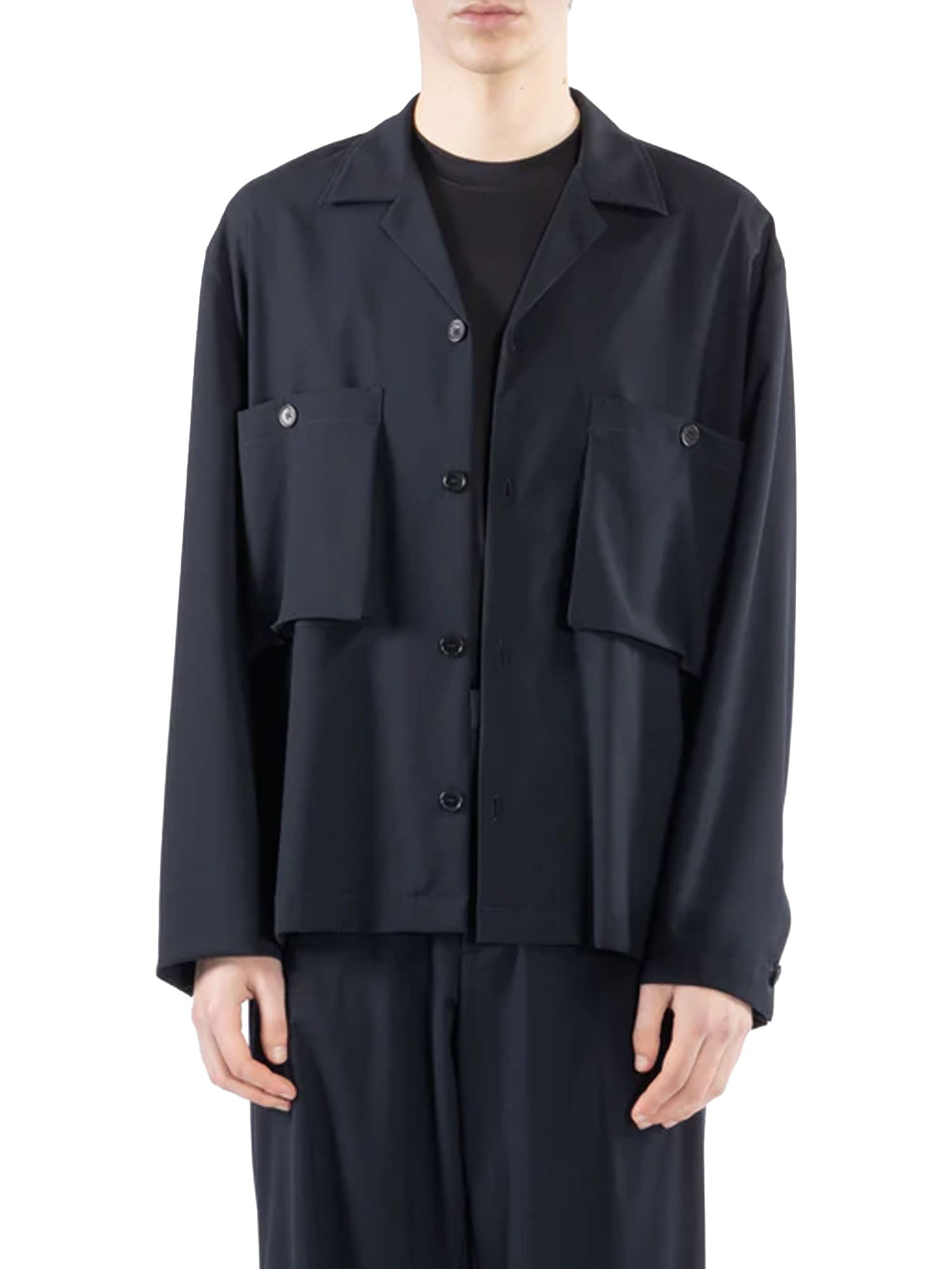 Open-neck shirt with pockets