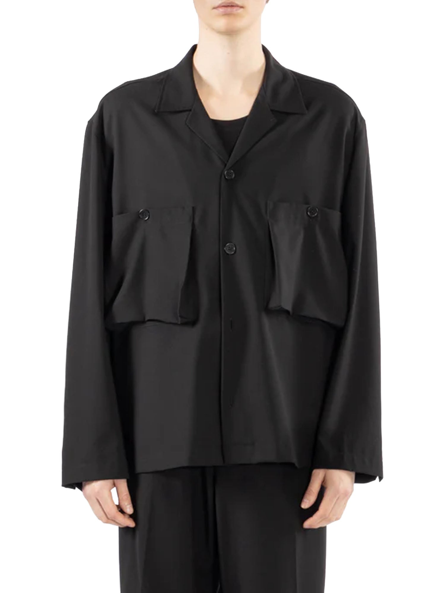 Open-neck shirt with pockets