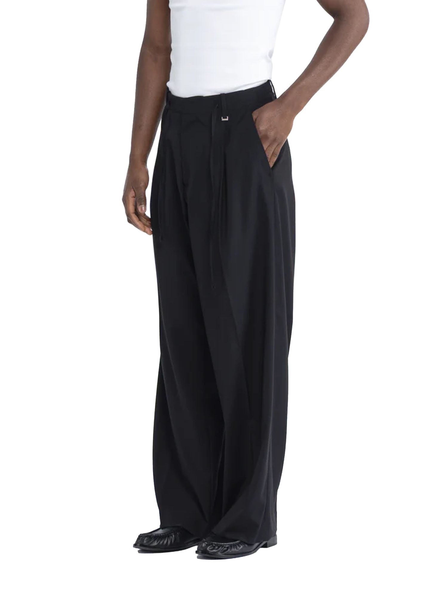 I'm Brian Pantalone con coulisse fondo molto ampio Nero