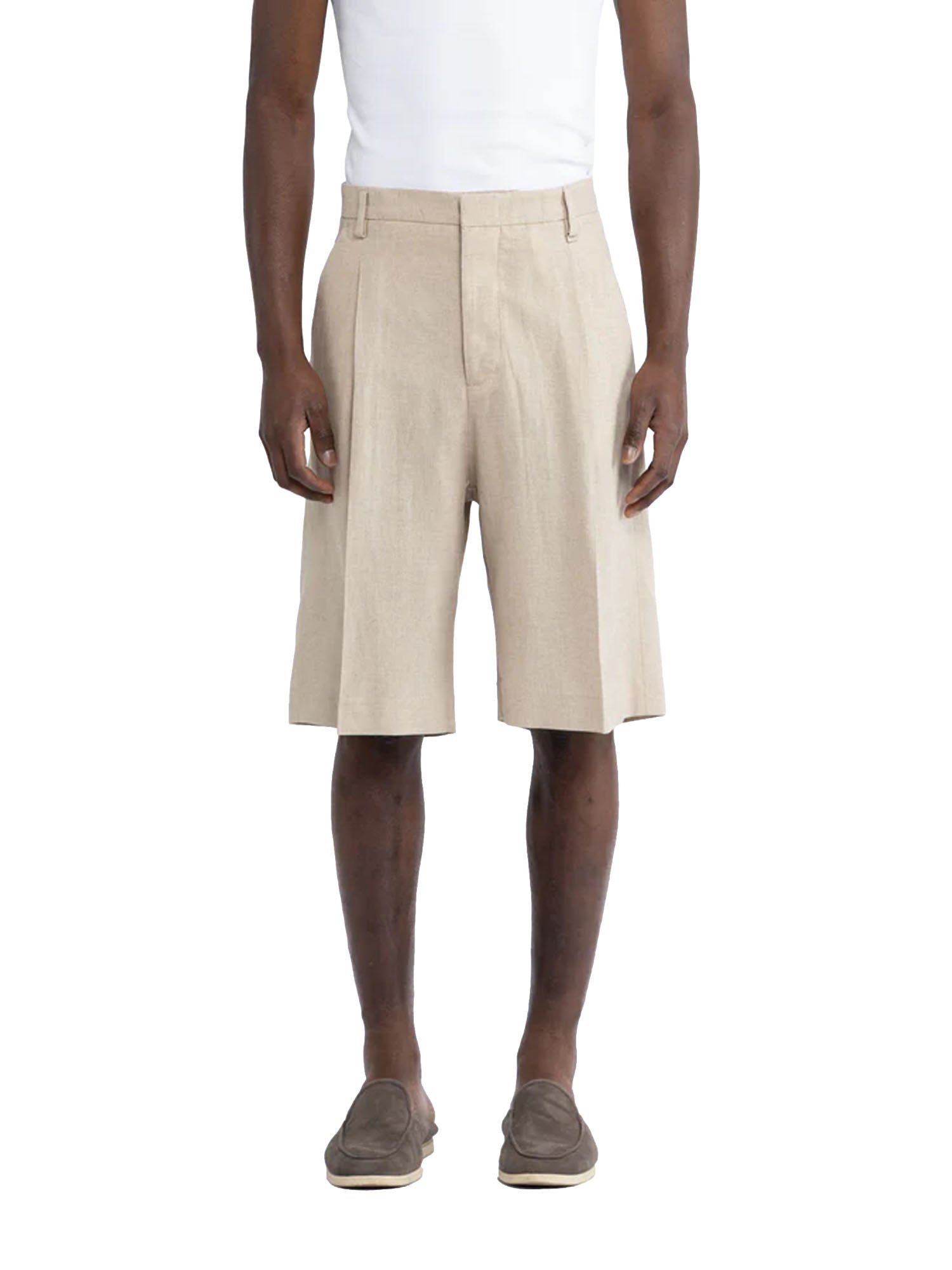 I'm Brian Bermuda con pinces in lino Beige