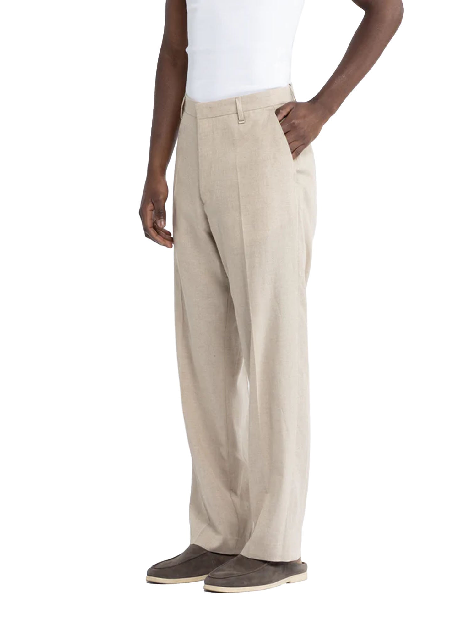 I'm Brian Pantaloni tasca america in lino Beige