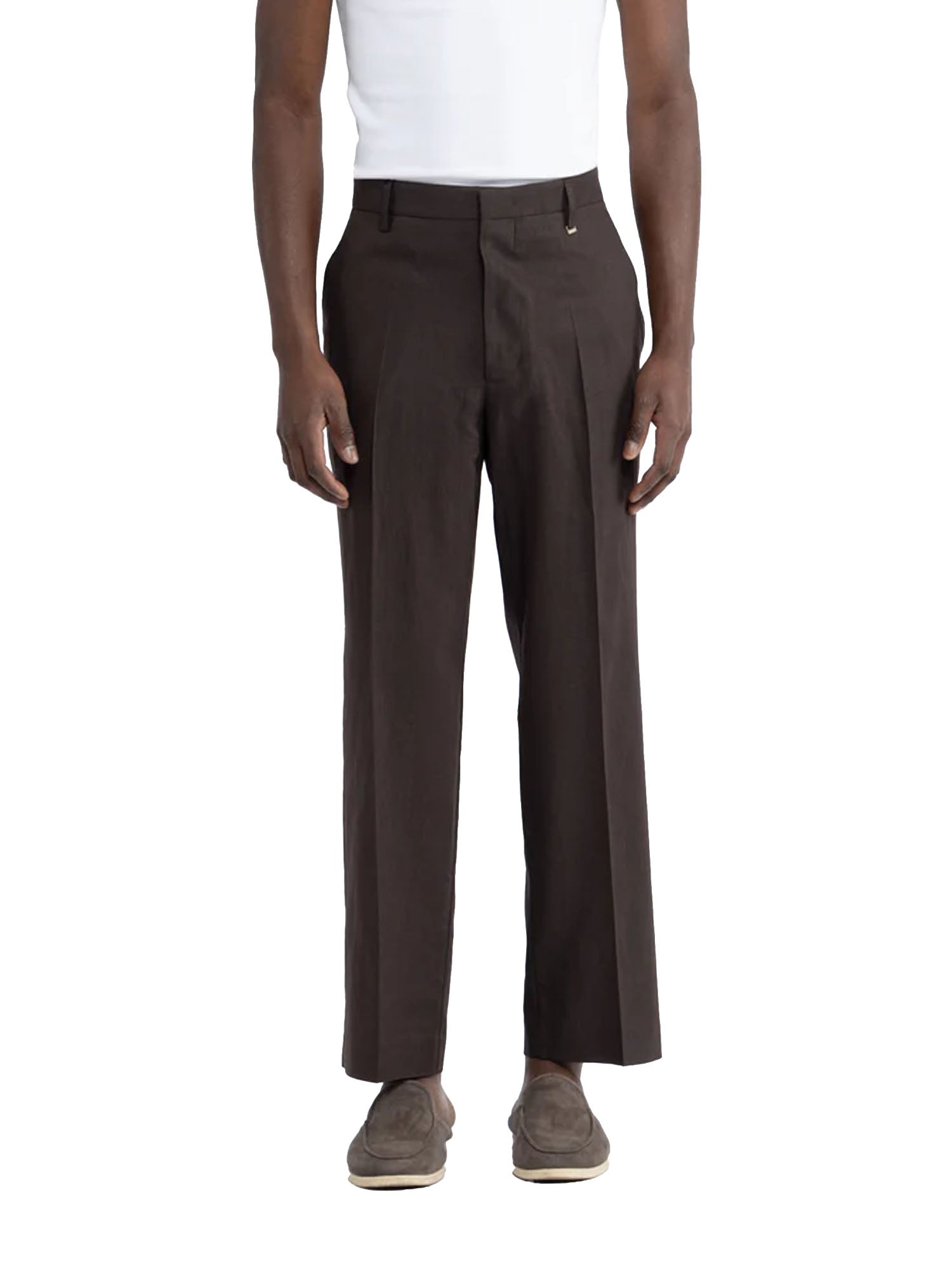 I'm Brian Pantaloni tasca america in lino Marrone