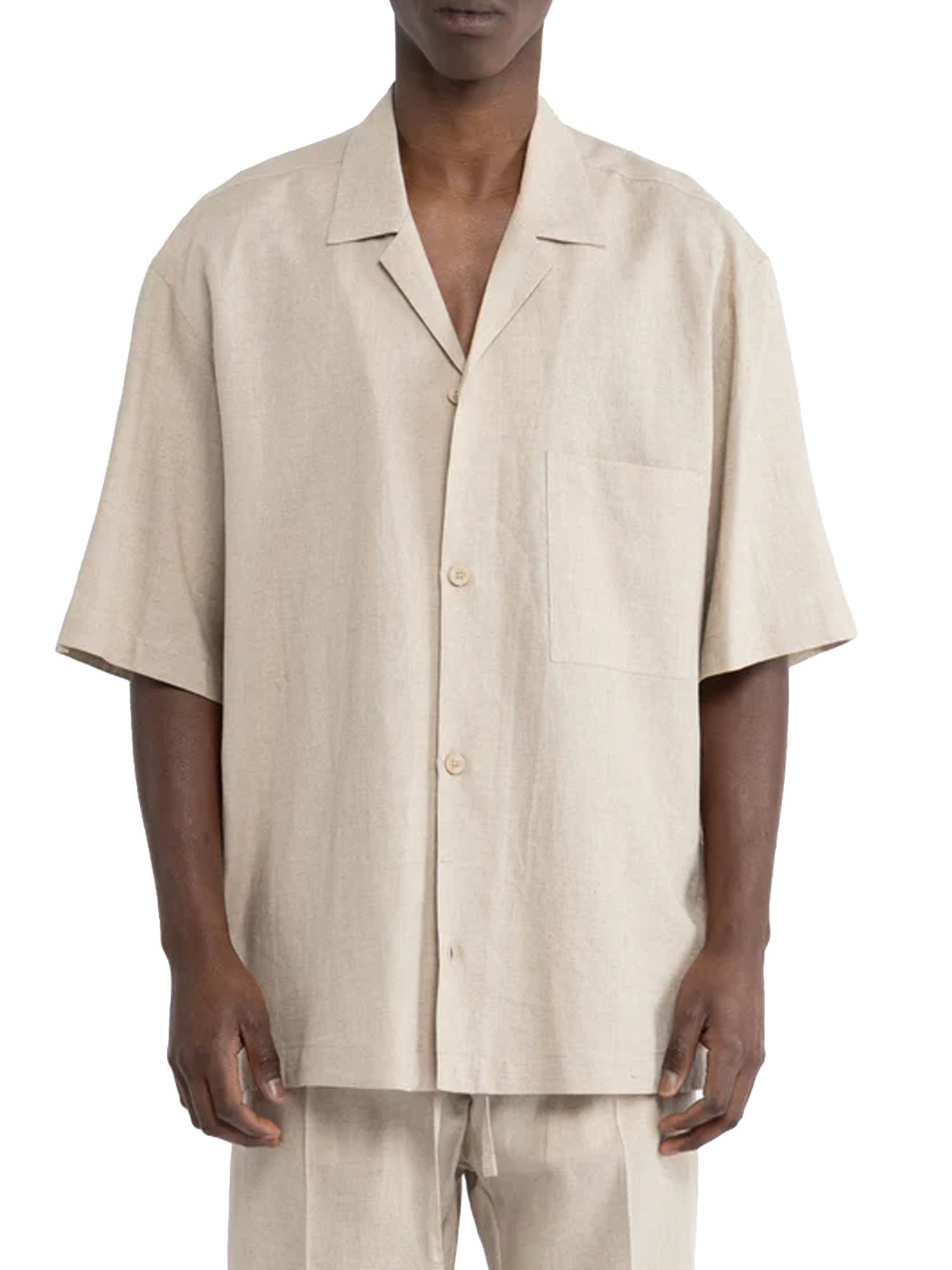 Short-sleeved linen shirt