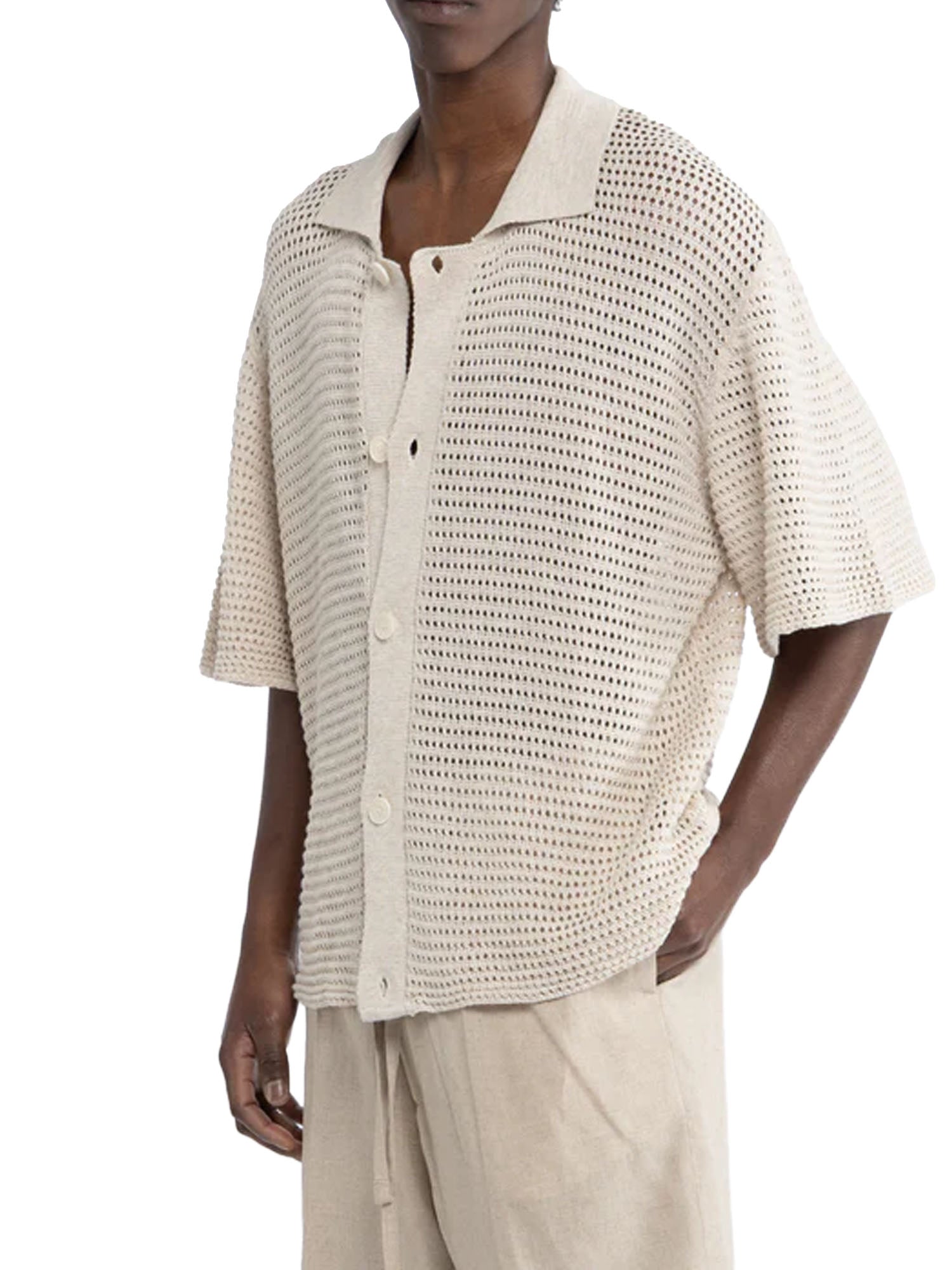 I'm Brian Cardigan polo crochet in maglia Bianco