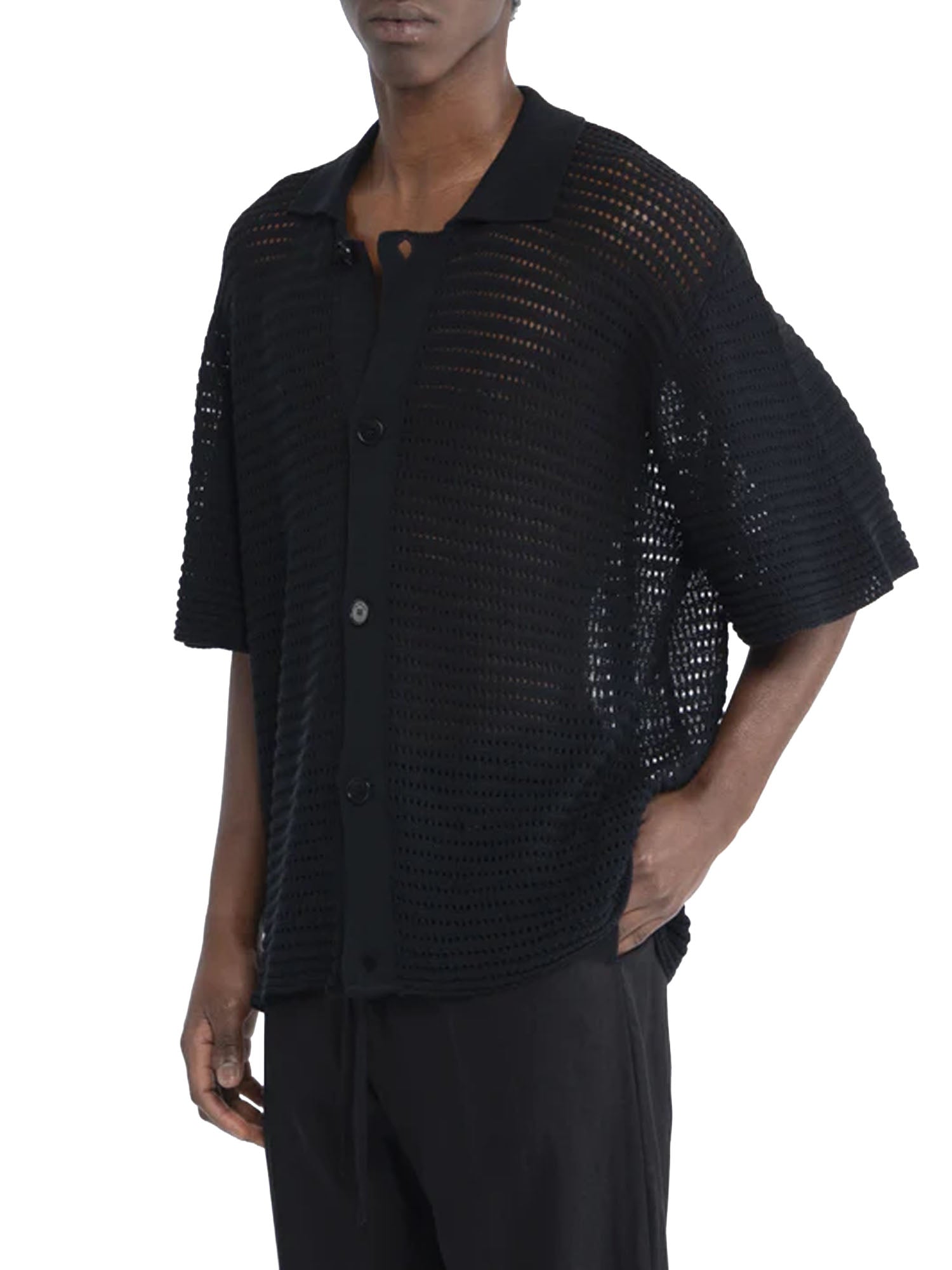 I'm Brian Cardigan polo crochet in maglia Nero
