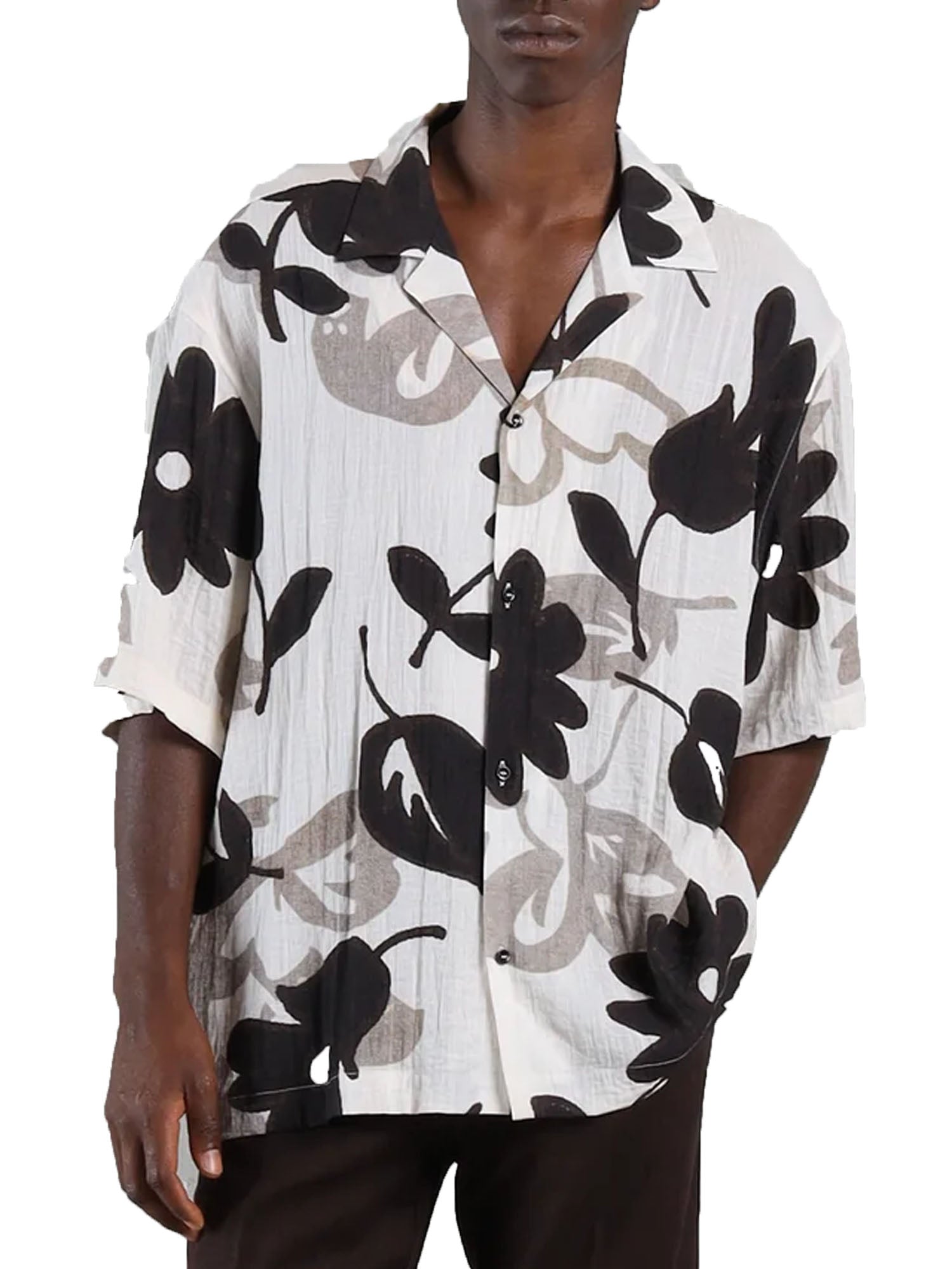 I'm Brian Camicia collo aperto con stampa Nero