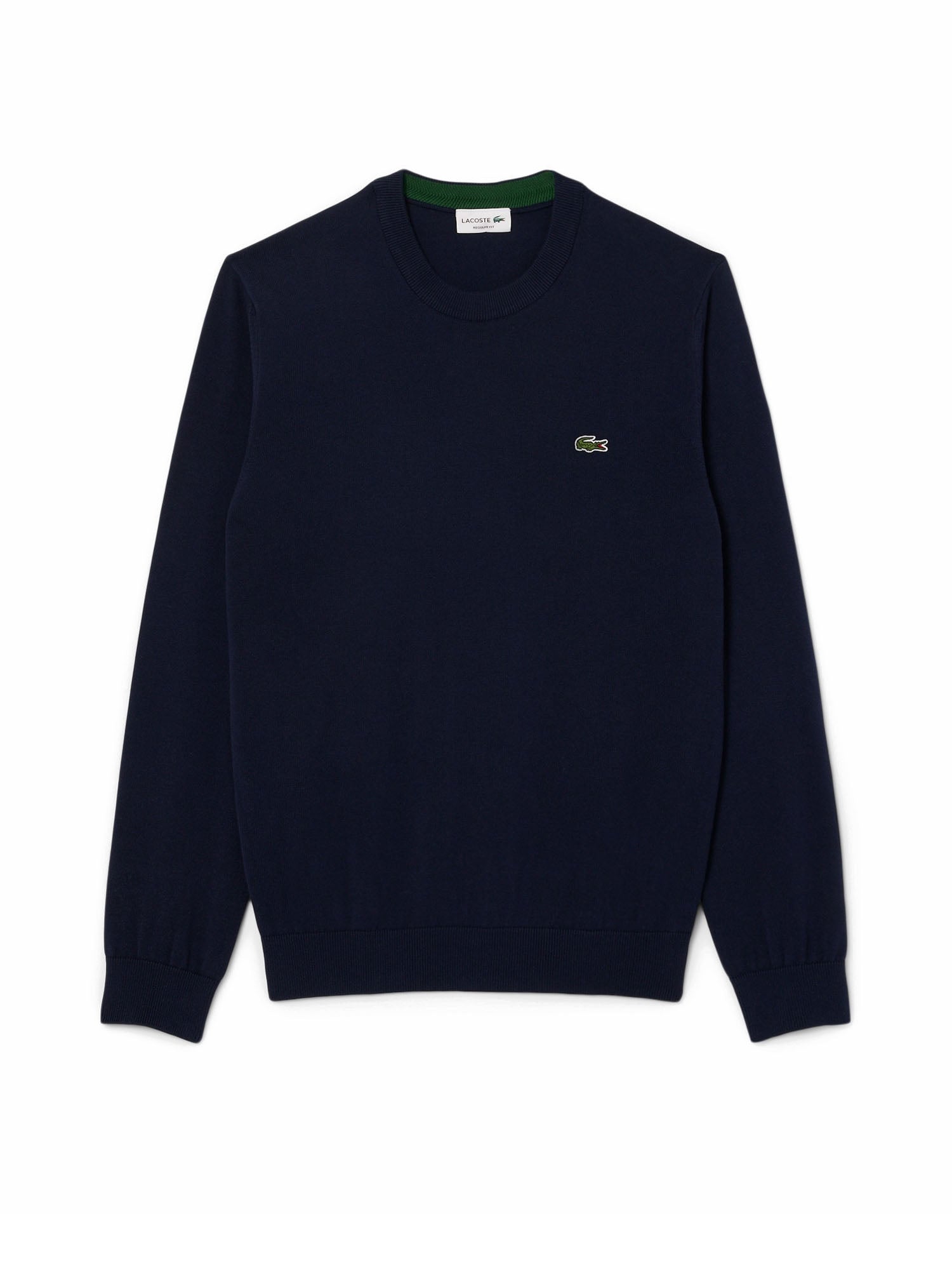 Lacoste Pullover Girocollo Monocromatico In Cotone Blu