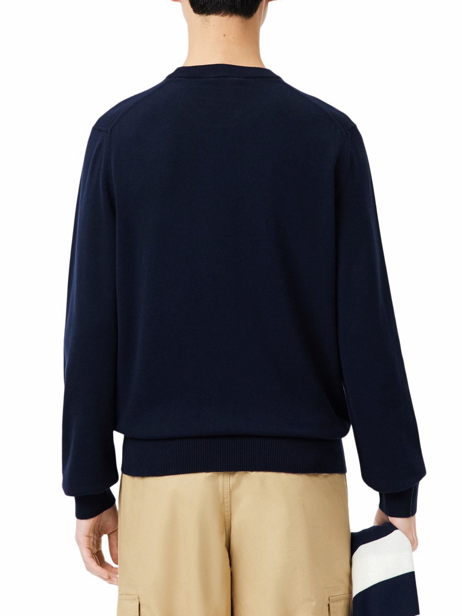 Lacoste Pullover Girocollo Monocromatico In Cotone Blu