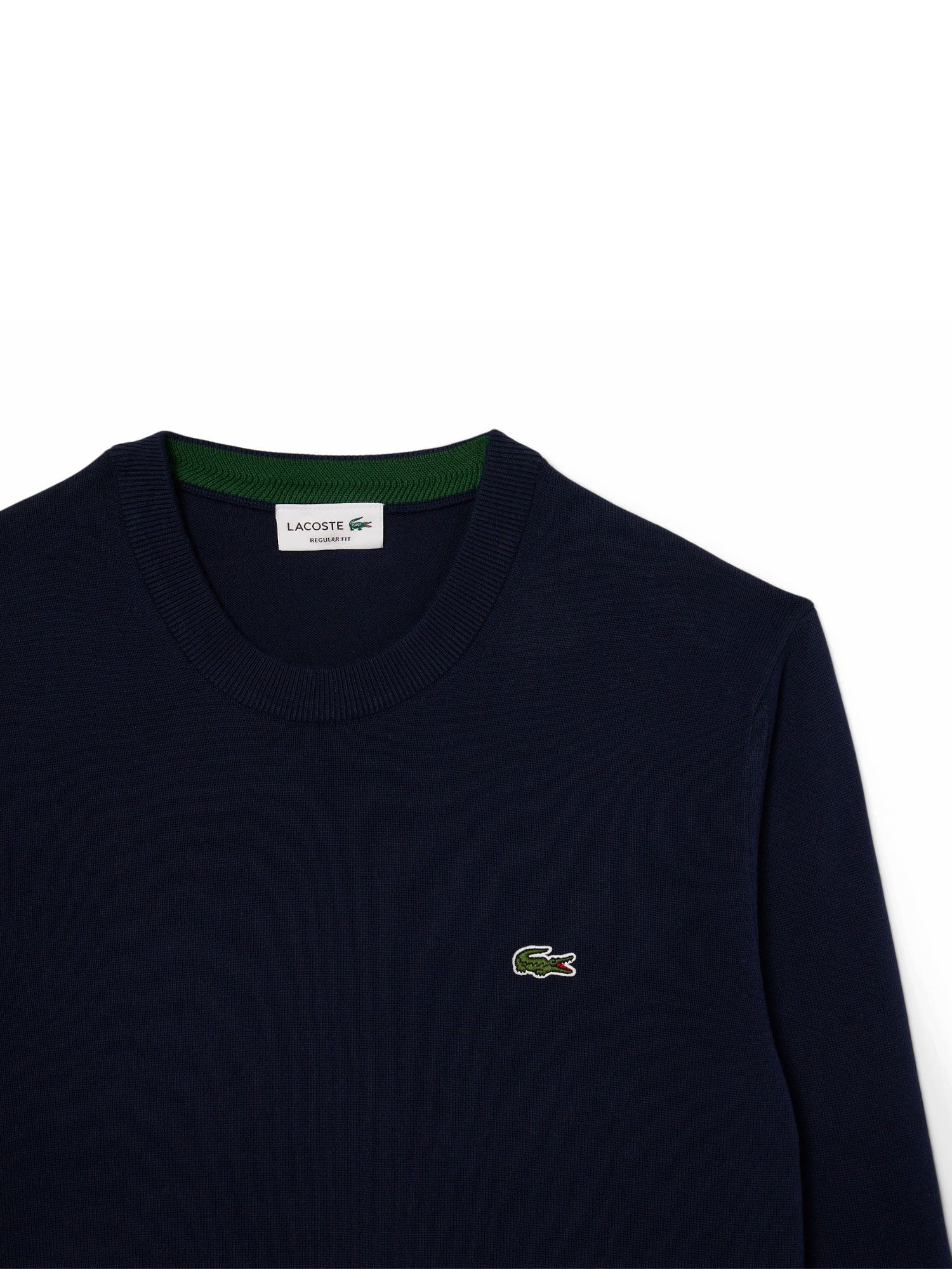 Lacoste Pullover Girocollo Monocromatico In Cotone Blu