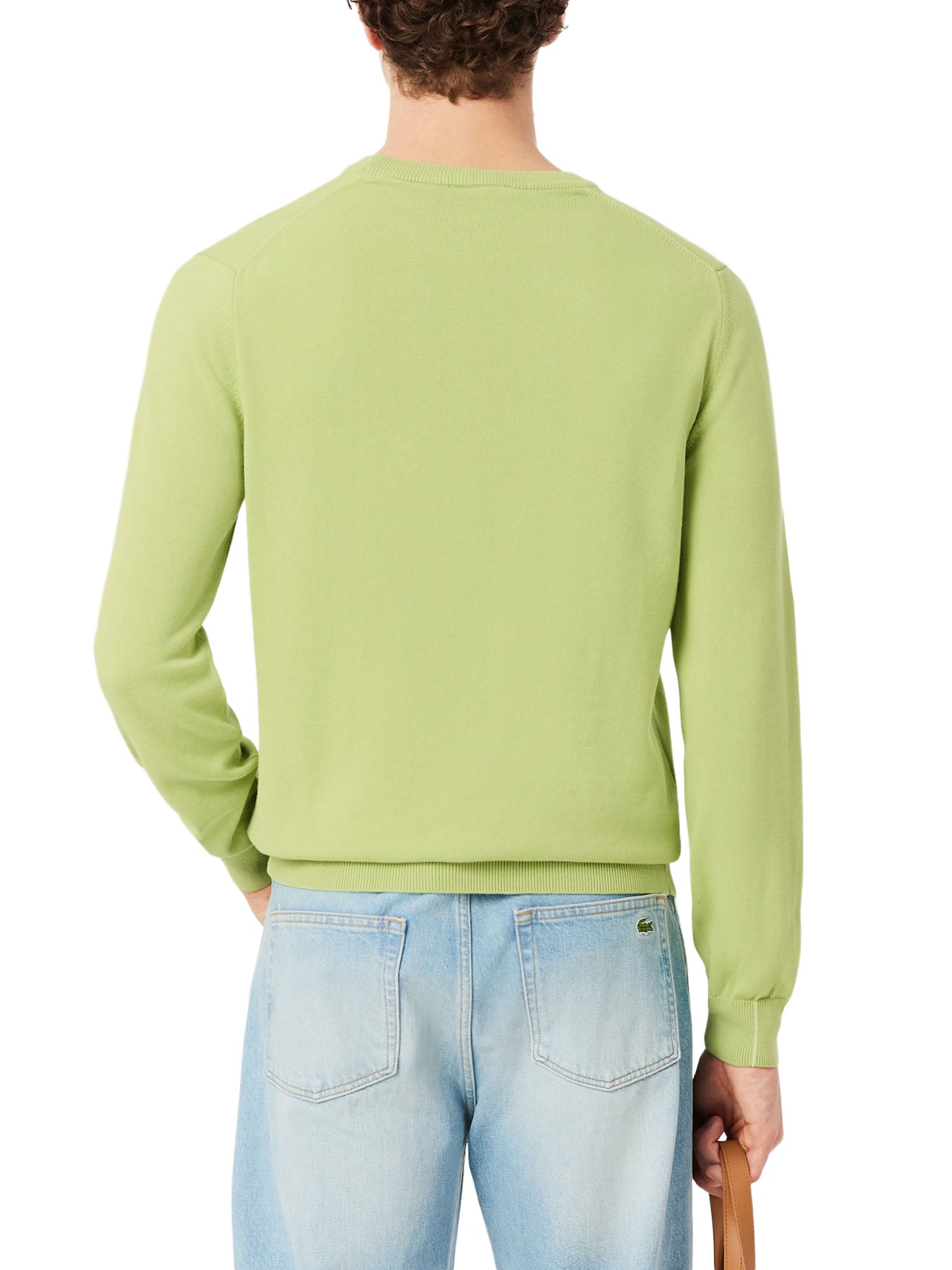 Lacoste Pullover girocollo monocromatico in cotone Verde