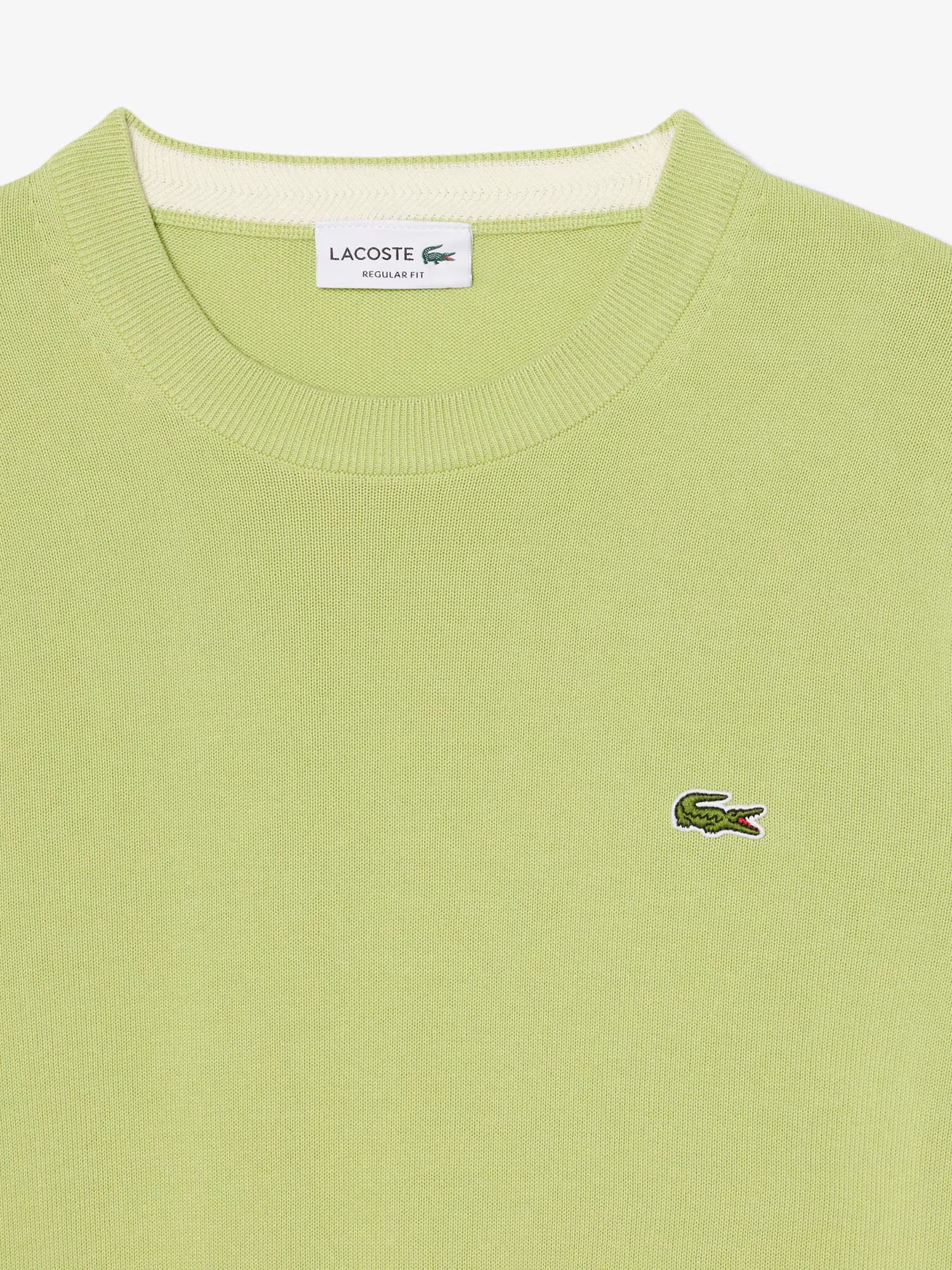 Lacoste Pullover girocollo monocromatico in cotone Verde