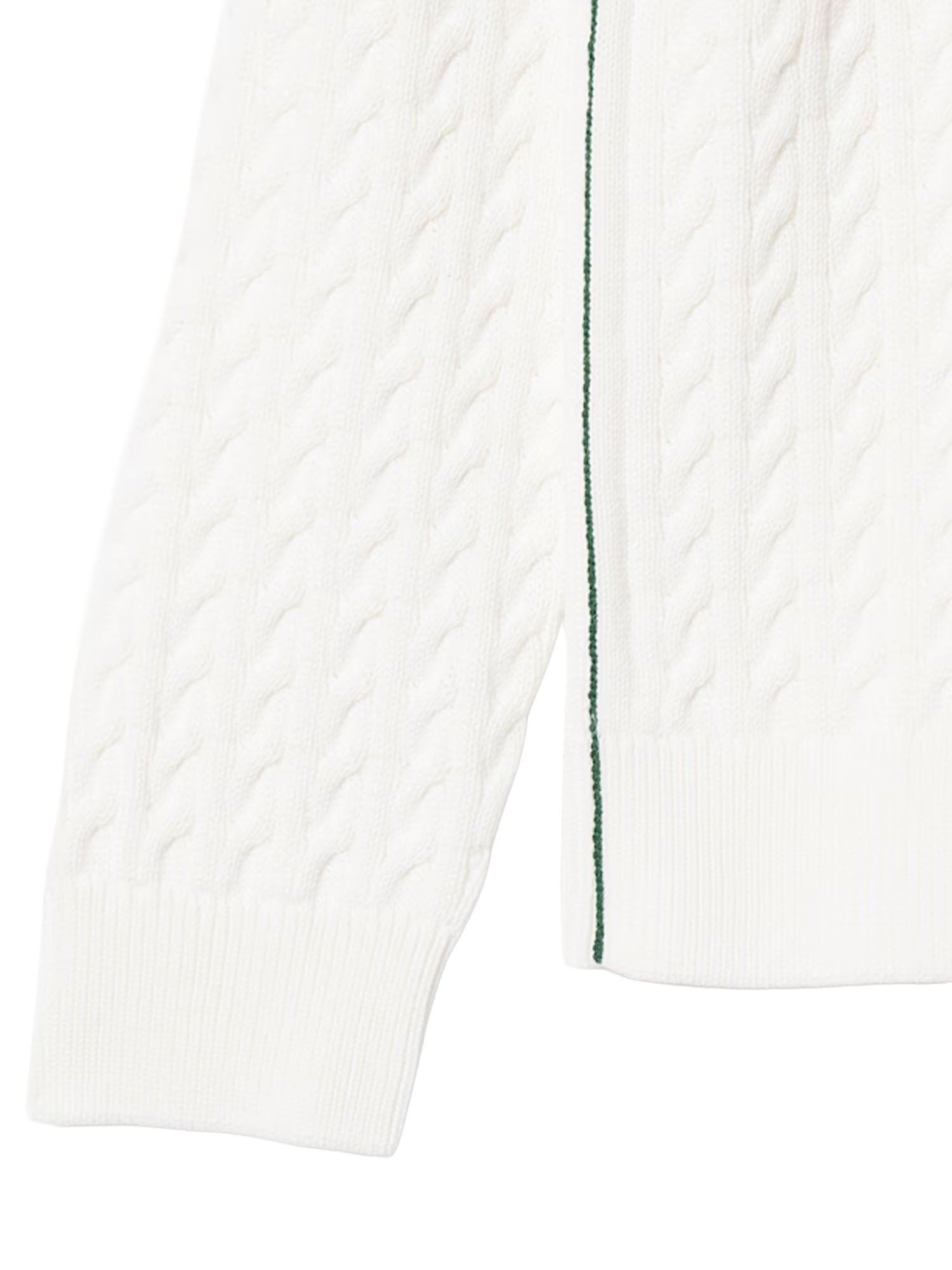 Lacoste Pullover di cotone in maglia a trecce Bianco