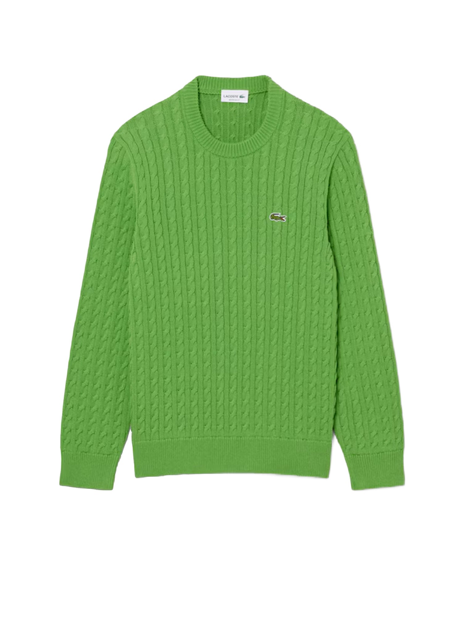 Lacoste Pullover di cotone in maglia a trecce Verde