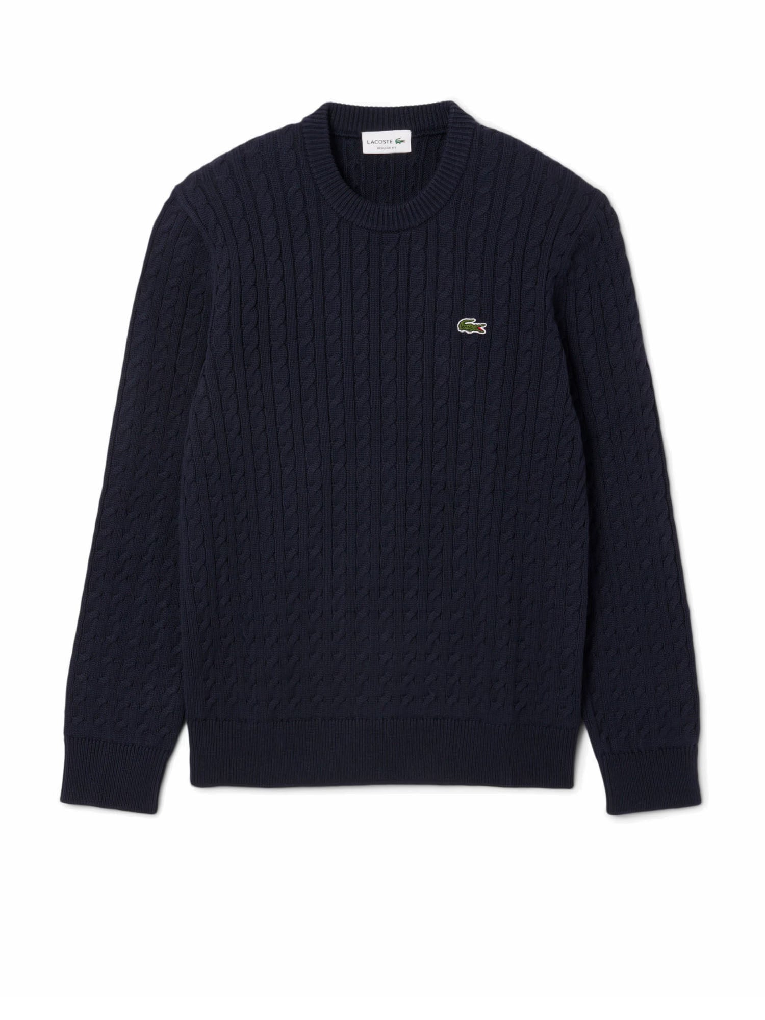 Lacoste Pullover di cotone in maglia a trecce Blu