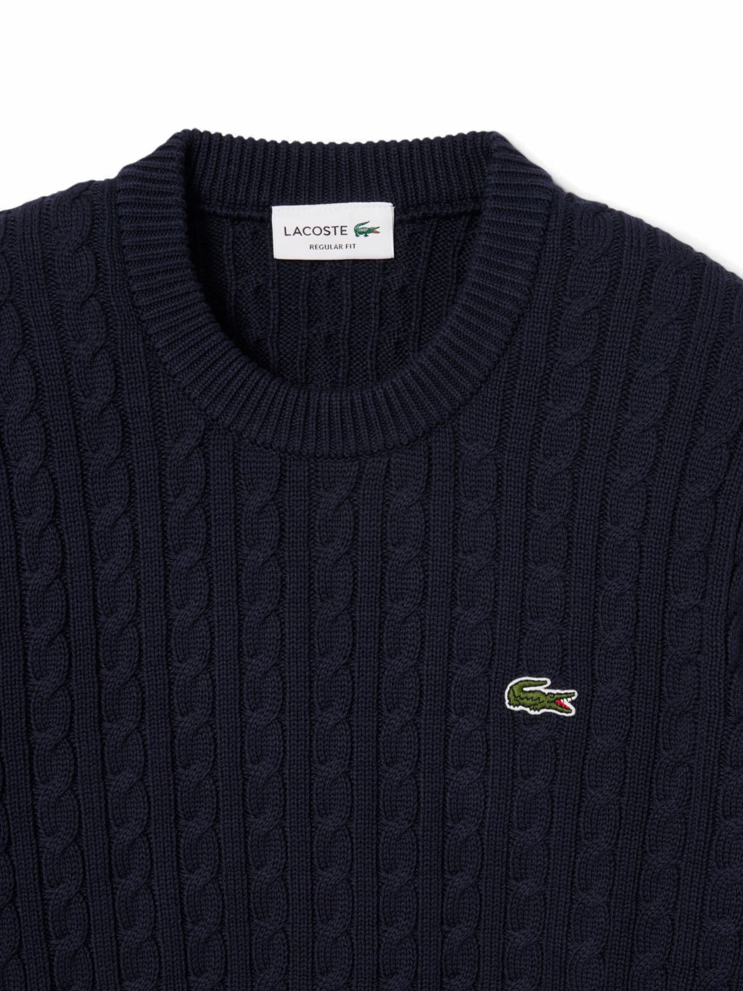 Lacoste Pullover di cotone in maglia a trecce Blu