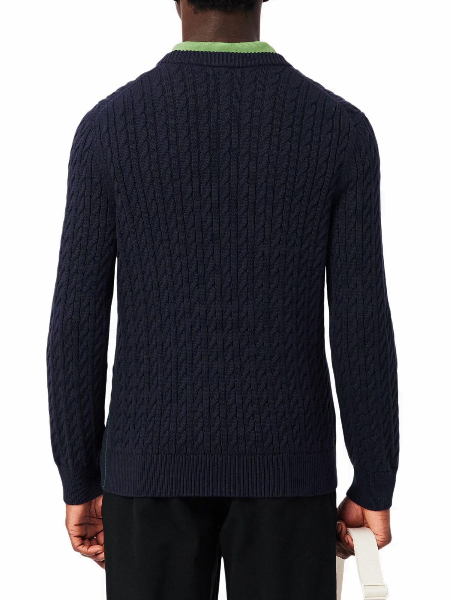 Lacoste Pullover di cotone in maglia a trecce Blu