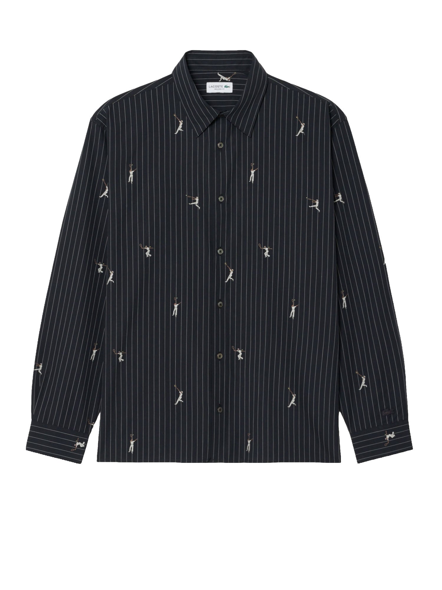 Lacoste Camicia in cotone ricamato relaxed fit Nero