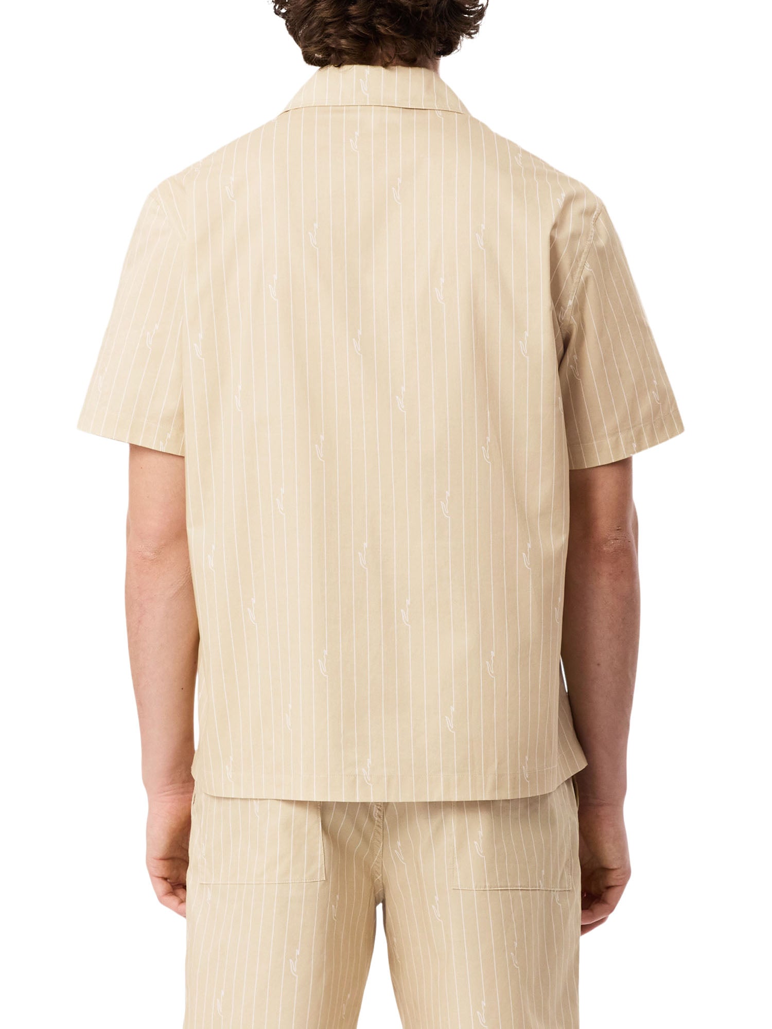 Lacoste Camicia in twill stampata relaxed fit Beige