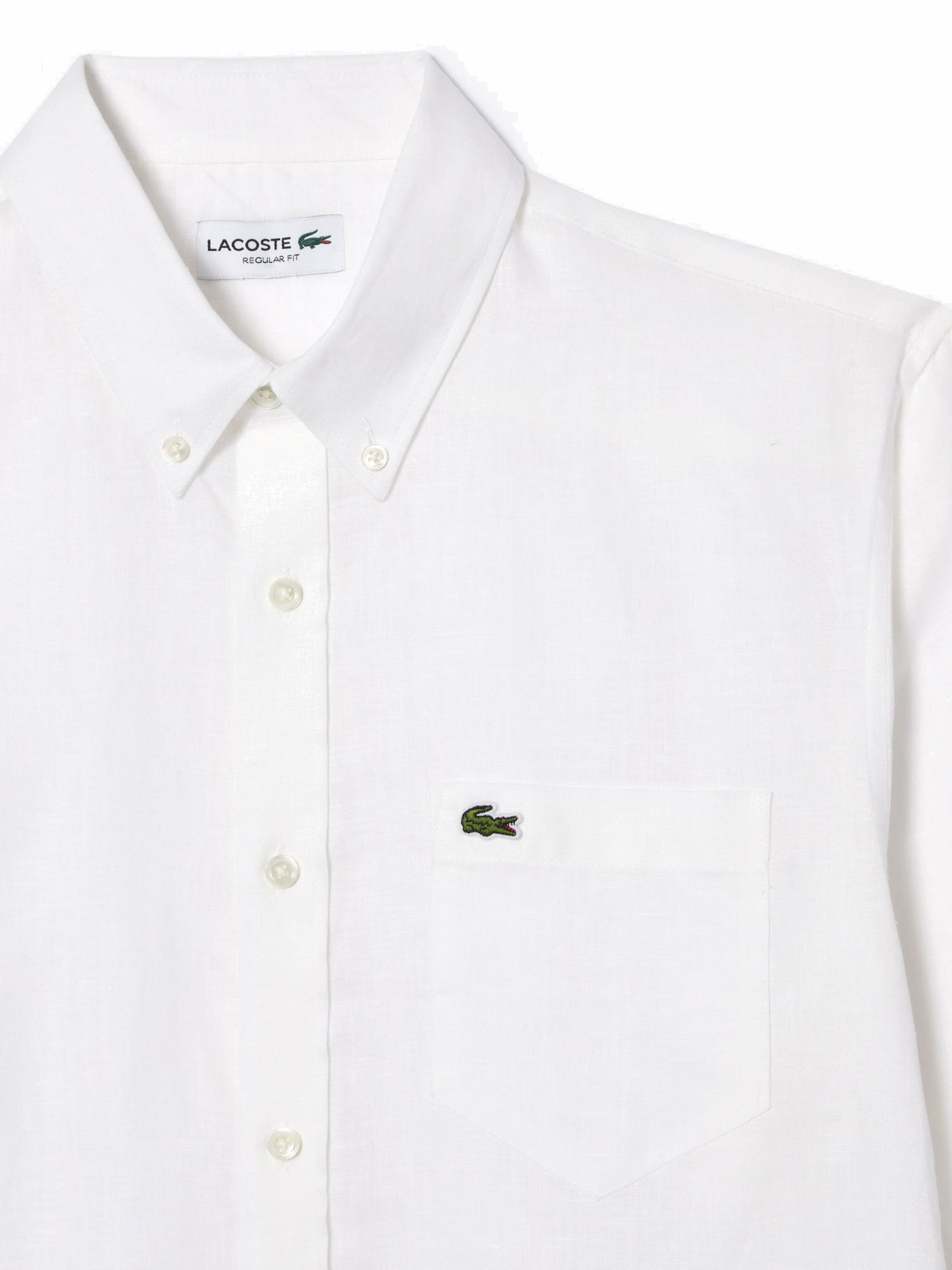 Lacoste Camicia di lino regular fit Bianco